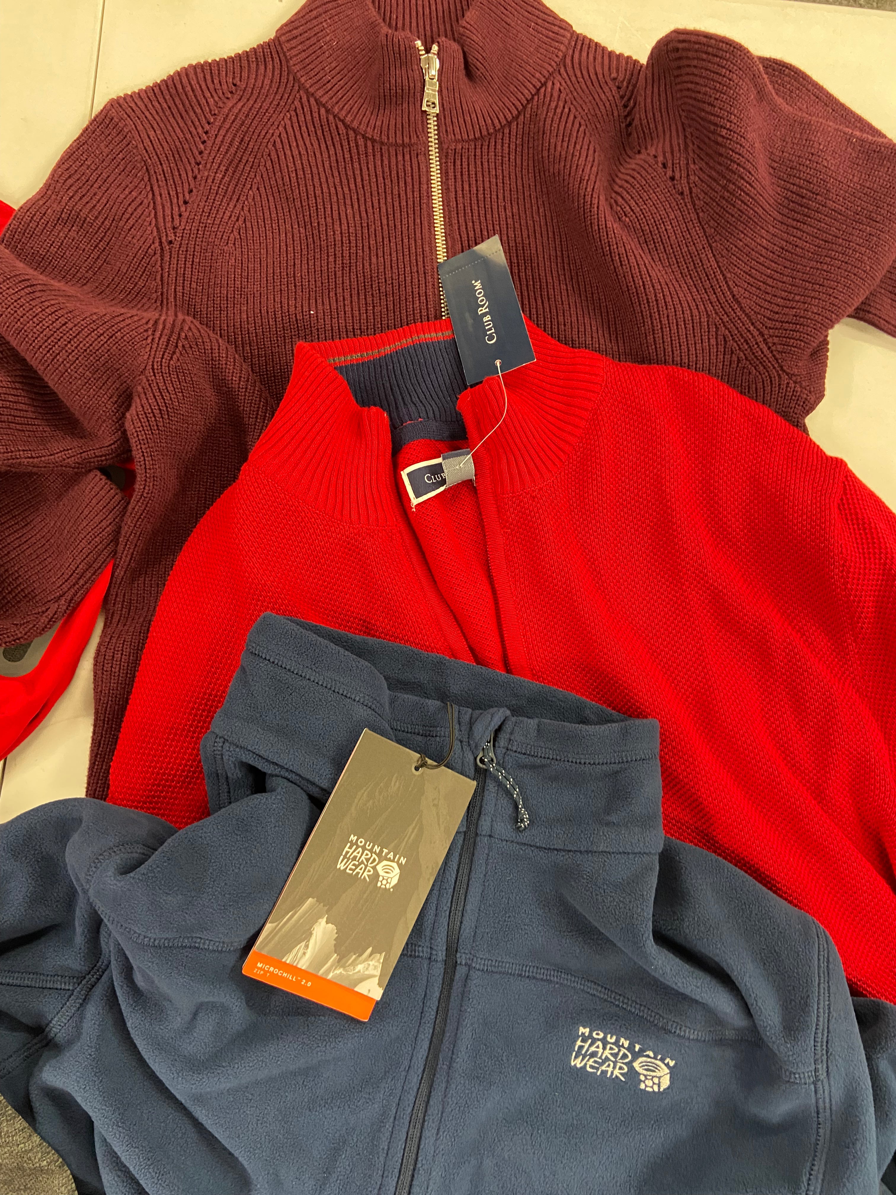 Men's Clothing Sweaters & Outerwear Wholesale Lot, ADIDAS, MOUNTAIN HARDWEAR, SPYDER, ORVIS and more, 10 items, Shelf Pulls, MSRP $670
