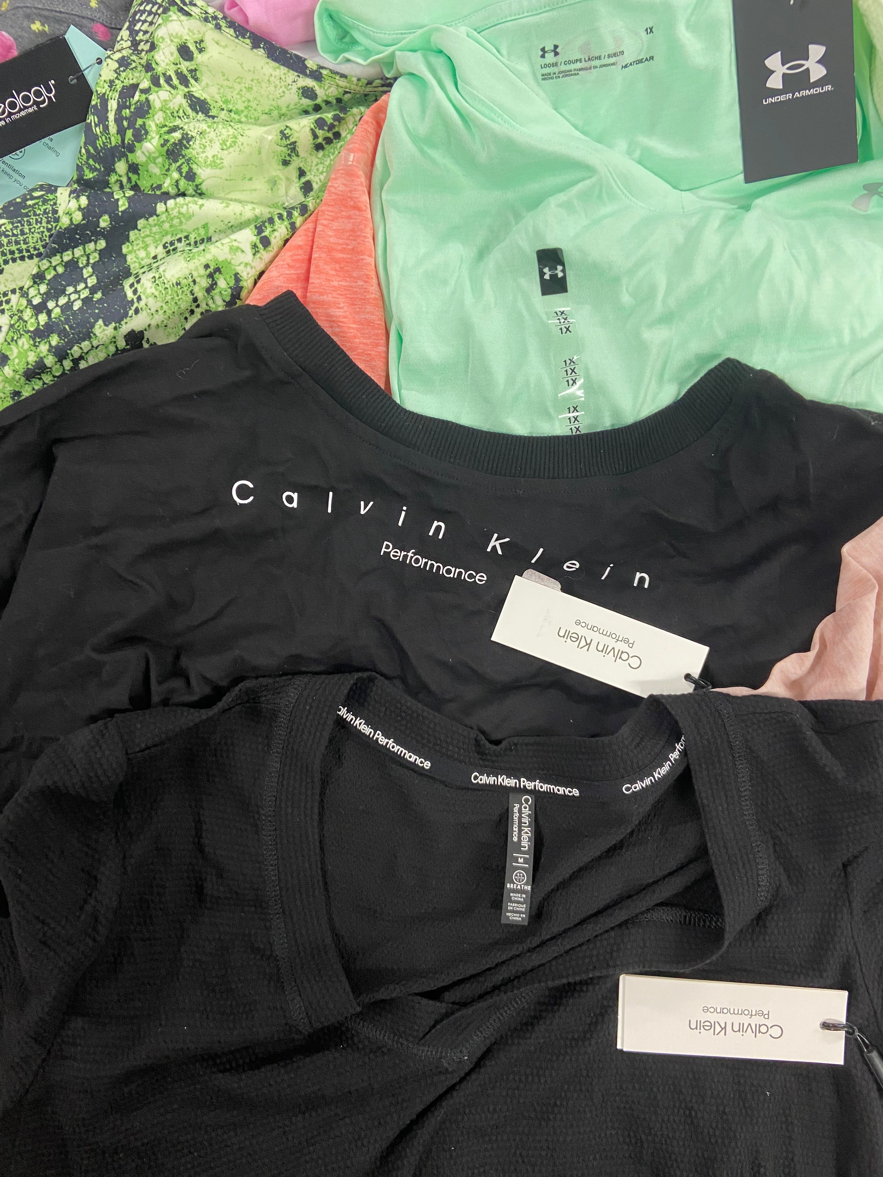 Women's Clothing Activewear Wholesale Lot, CALVIN KLEIN, UNDER ARMOUR, SKECHERS, IDEOLOGY, 19 items, Shelf Pulls, MSRP $504