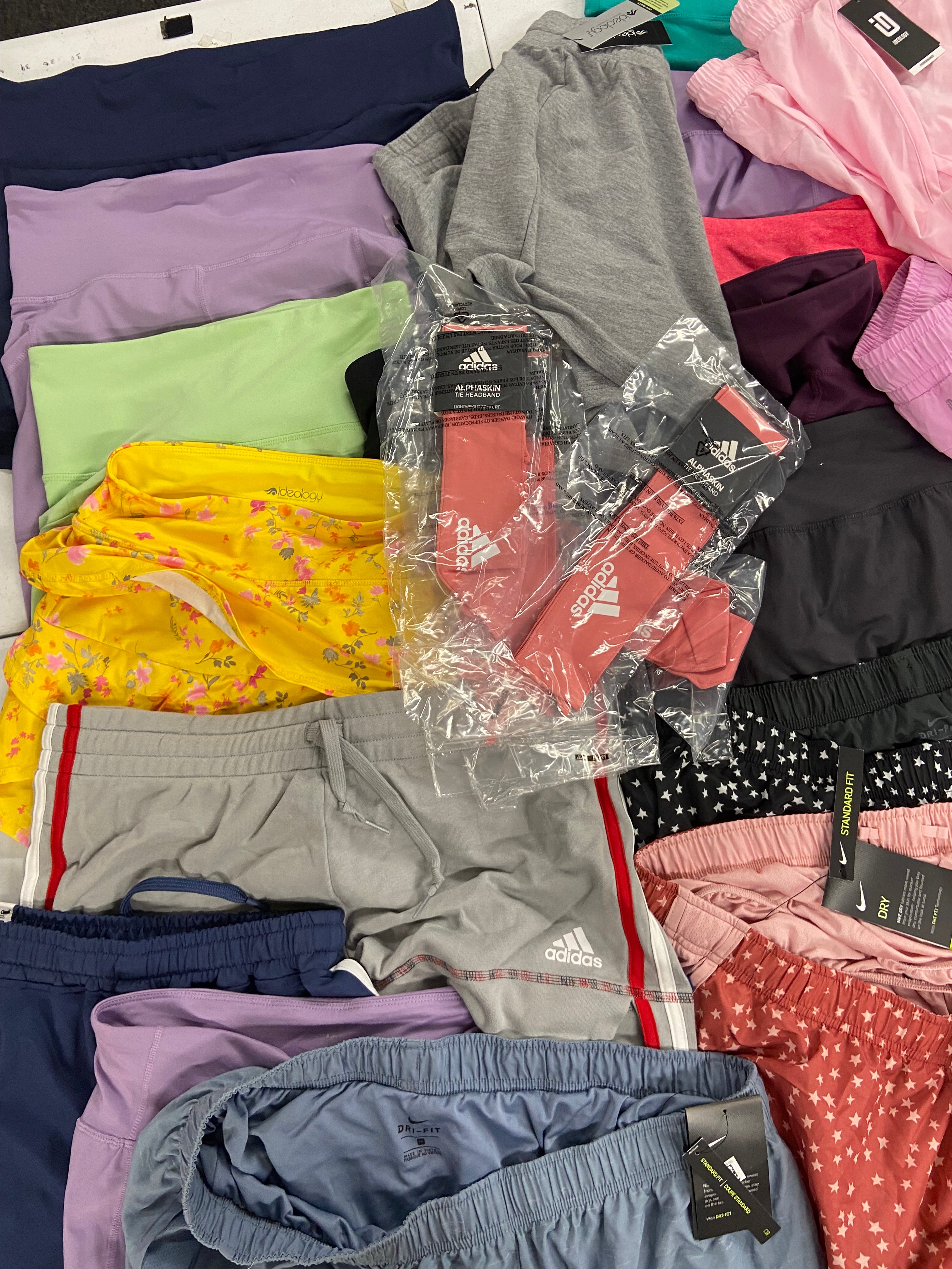 Women's Clothing Athletic Shorts Wholesale Lot, ADIDAS, NIKE, COTTON ON, DANSKIN and more, 23 items, Shelf Pulls, MSRP $609