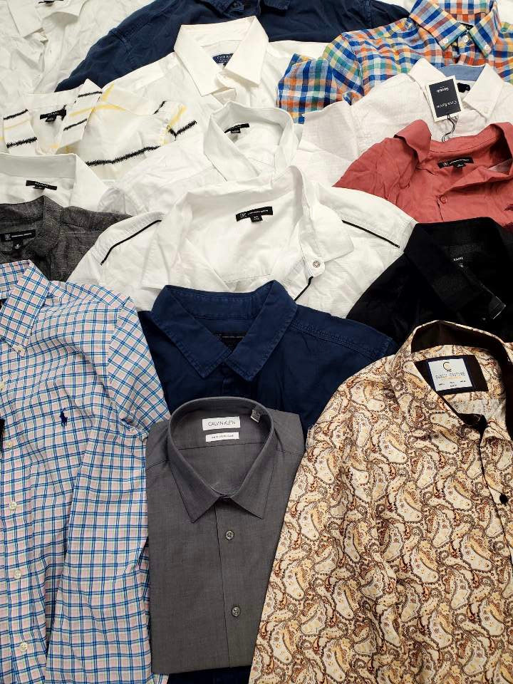 Men's Clothing Tops Wholesale Lot, CALVIN KLEIN, POLO RALPH LAUREN, ALFANI, CLUB ROOM, INC and more,17 Items, Shelf Pulls, MSRP $1,012