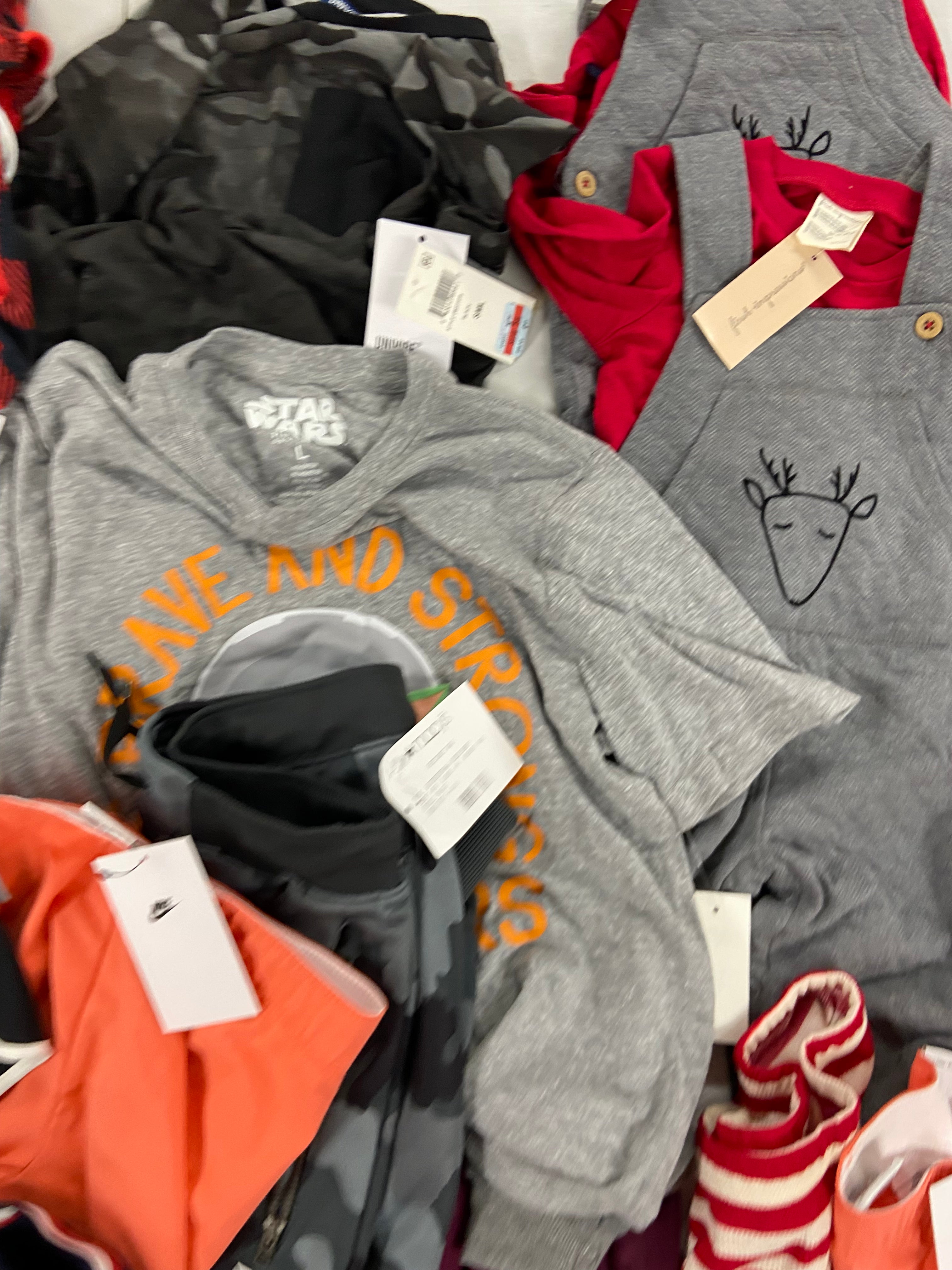 Kid's Clothing Wholesale Lot, HURLEY, TOMMY HILFIGER, CARTER'S, STARWARS, NIKE, UNIVIBE, CHAMPION and more, 16 items, Shelf Pulls, MSRP $523