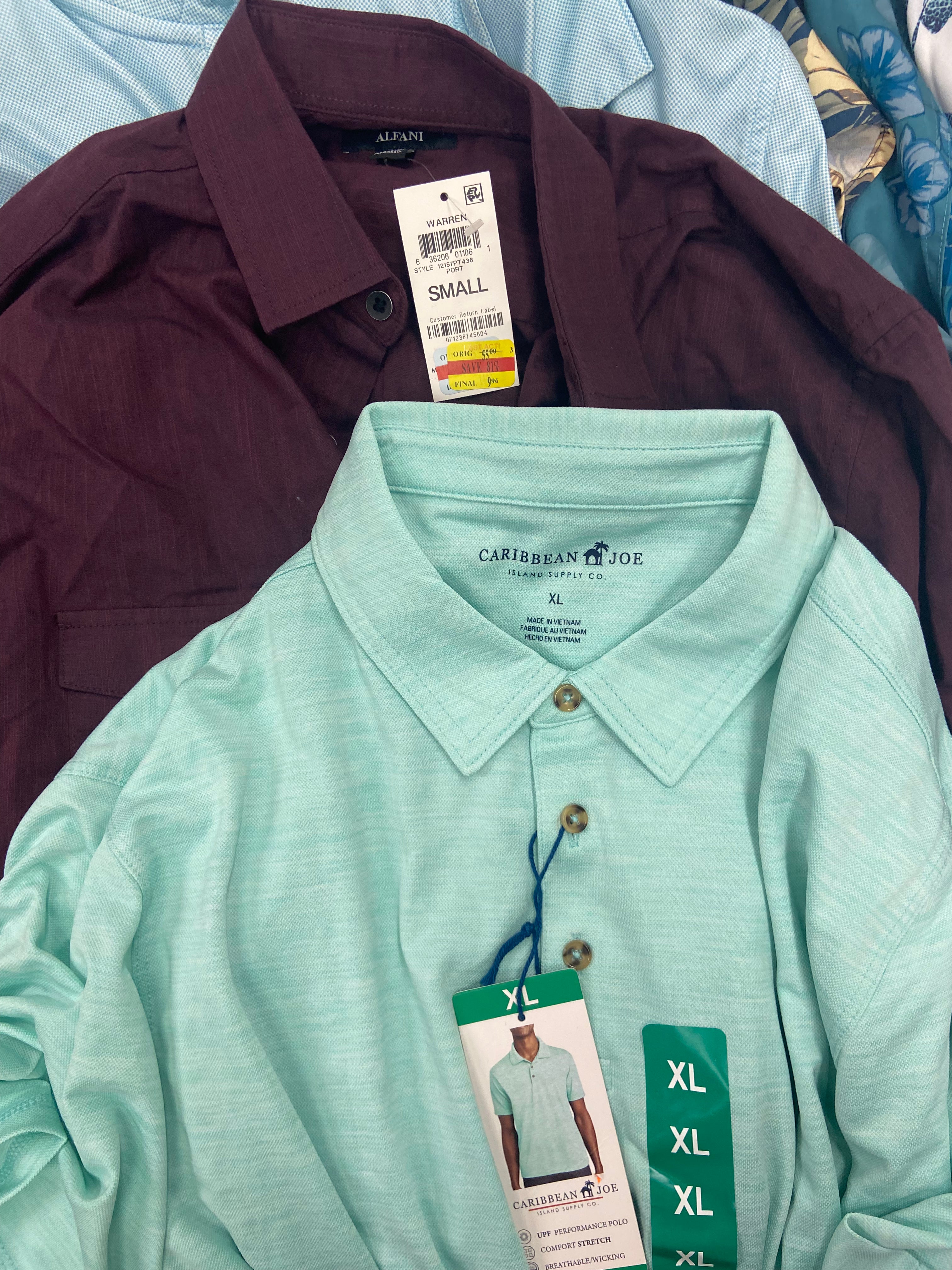 Men's Clothing Caual Shirts & Other Tops, Wholesale Lot, 32 DEGREES, SEAPOINTE, CARIBBEAN JOE, ALFANI and more, 24 items, Shelf Pulls, MSRP $645