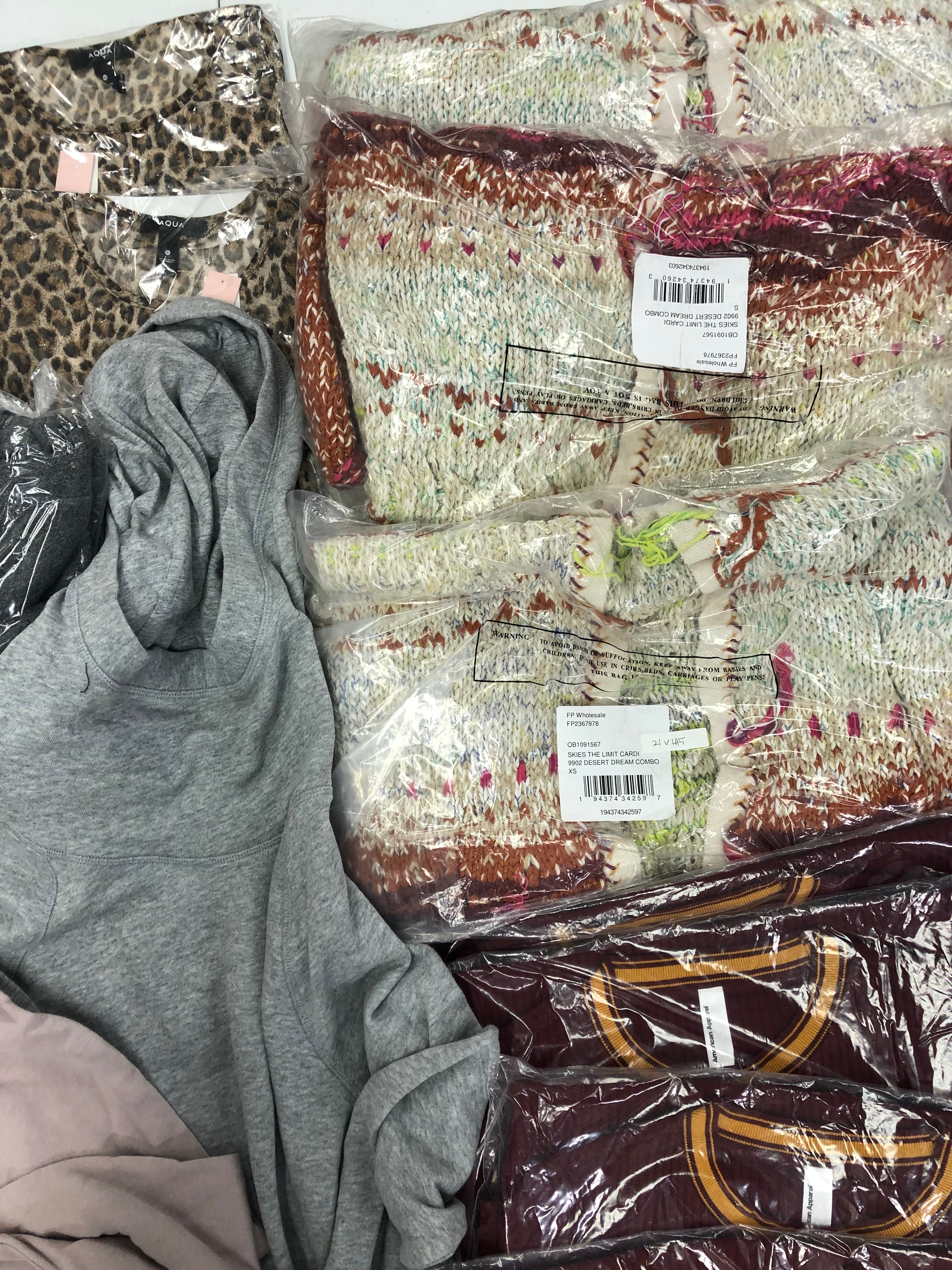 Women's Clothing Dresses, Cardicans, Tops Wholesale Lot, CALVIN KLEIN, FREE PEOPLE, AQUA, AMERICAN APPAREL, 16 items, New, MSRP $1,633