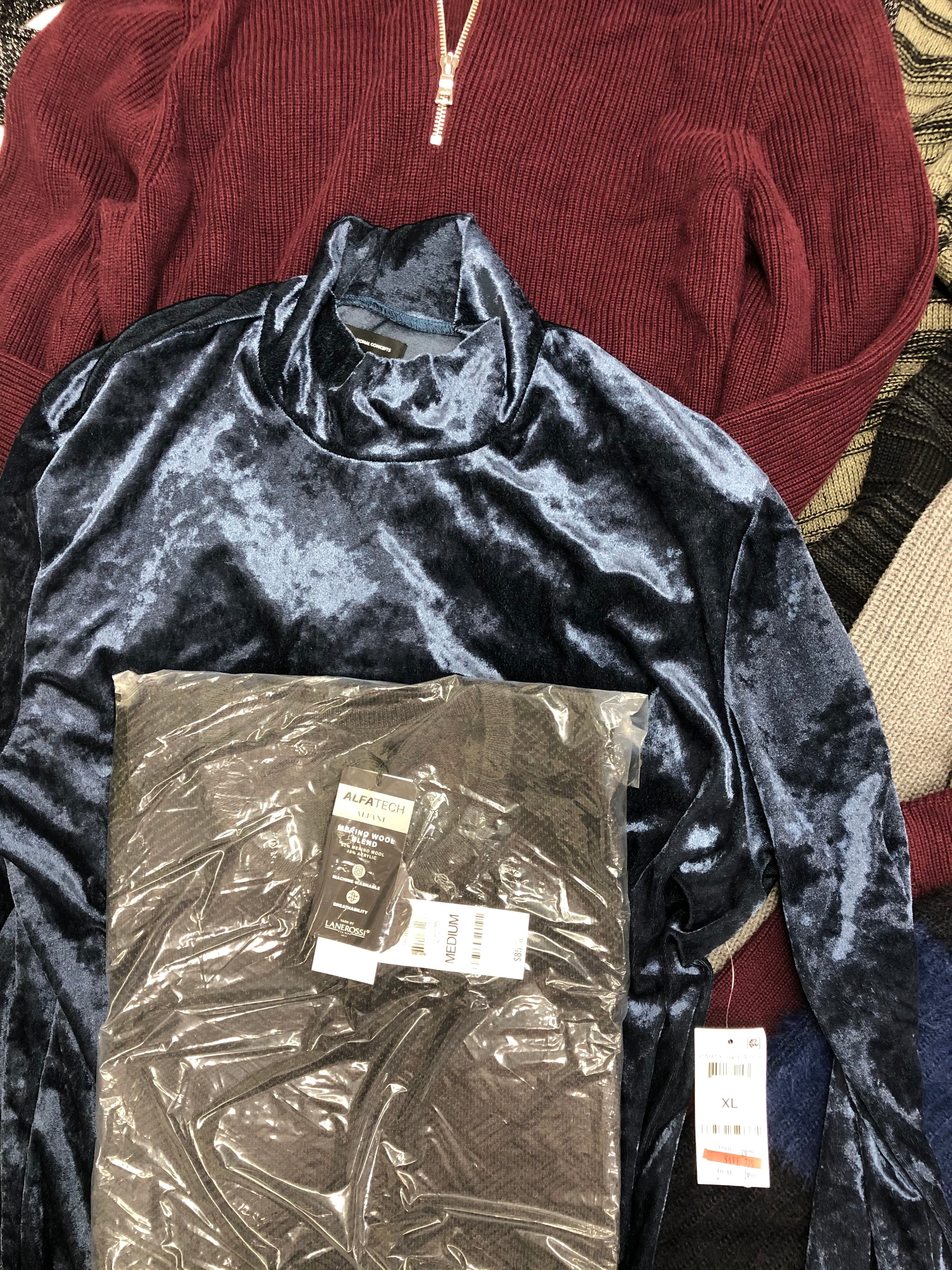 Men's Clothing Winter Top Wholesale Lot, INC and ALFANI, 10 Items, Shelf Pulls, MSRP $634