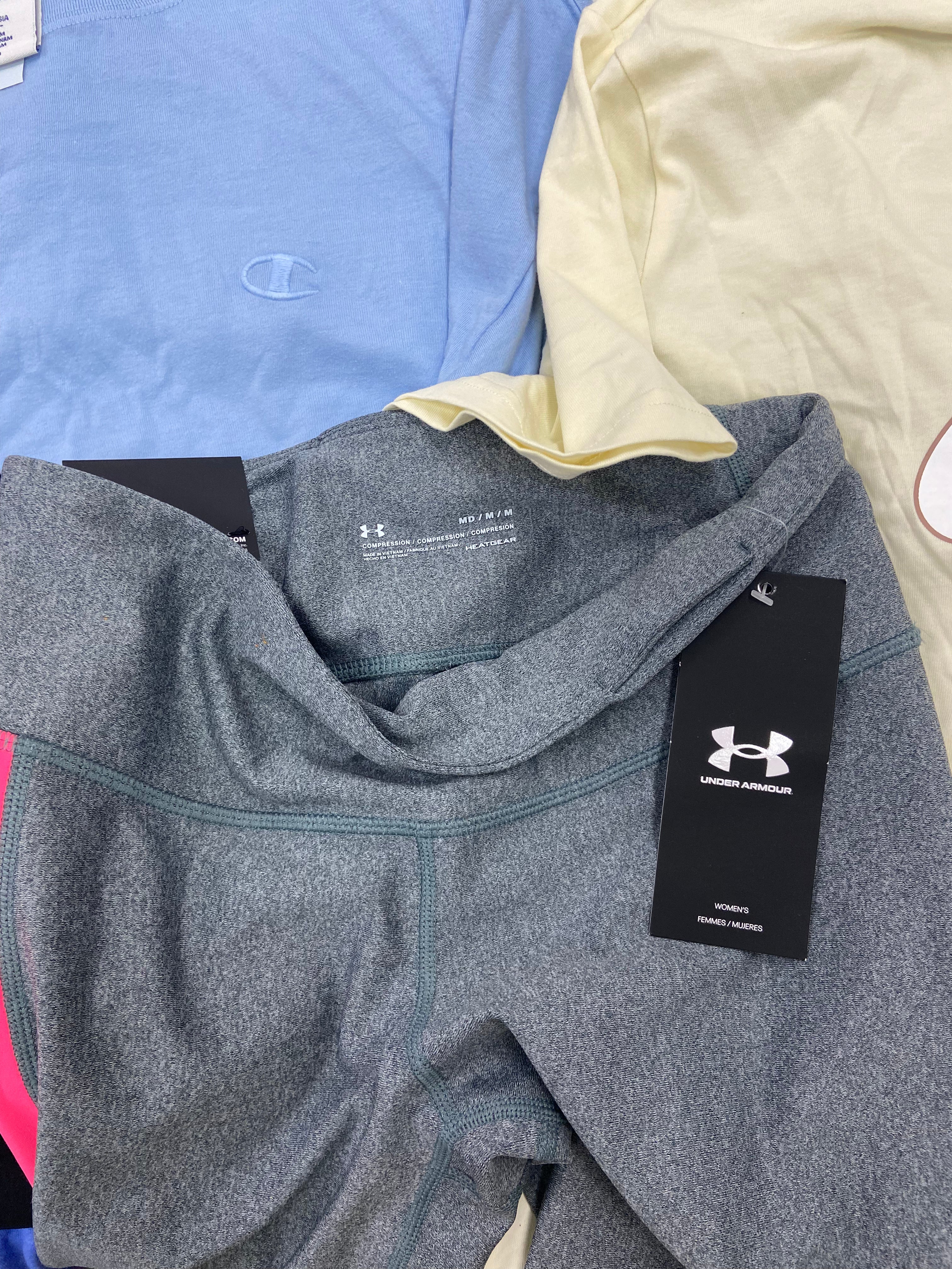 Women's Clothings Activewear Wholesale Lot, NIKE, CALVIN KLEIN, DKNY, UNDER ARMOUR, CHAMPION, REEBOK, IDEOLOGY, DANSKIN and more, 16 items, CUSTOMER RETURNS