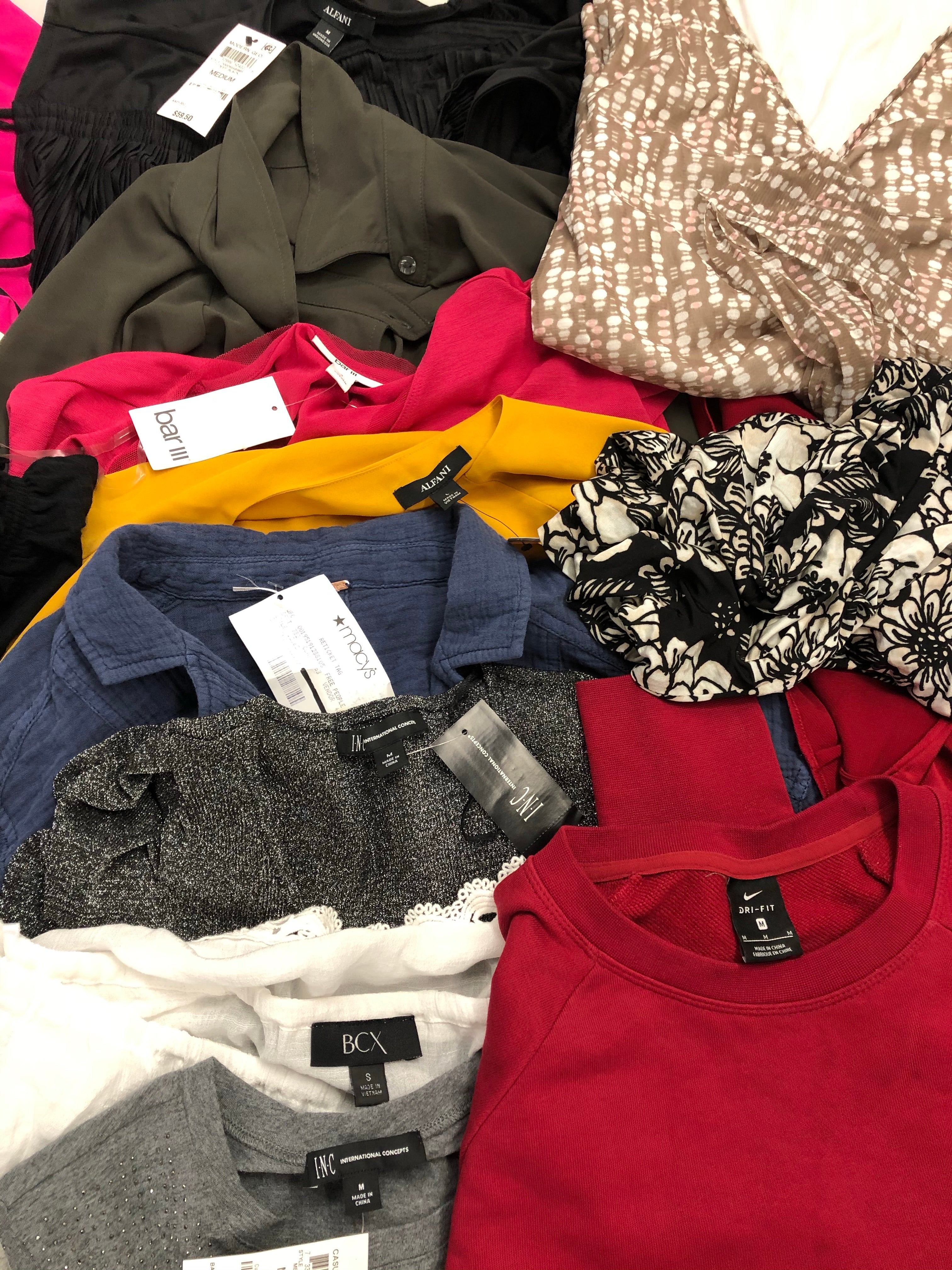 Women's Clothing Top Wholesale Lot, FREE PEOPLE, NIKE, MICHAEL KORS, VINCE CAMUTO, ALFANI and more, 23 items, Shelf Pulls, MSRP $1,532