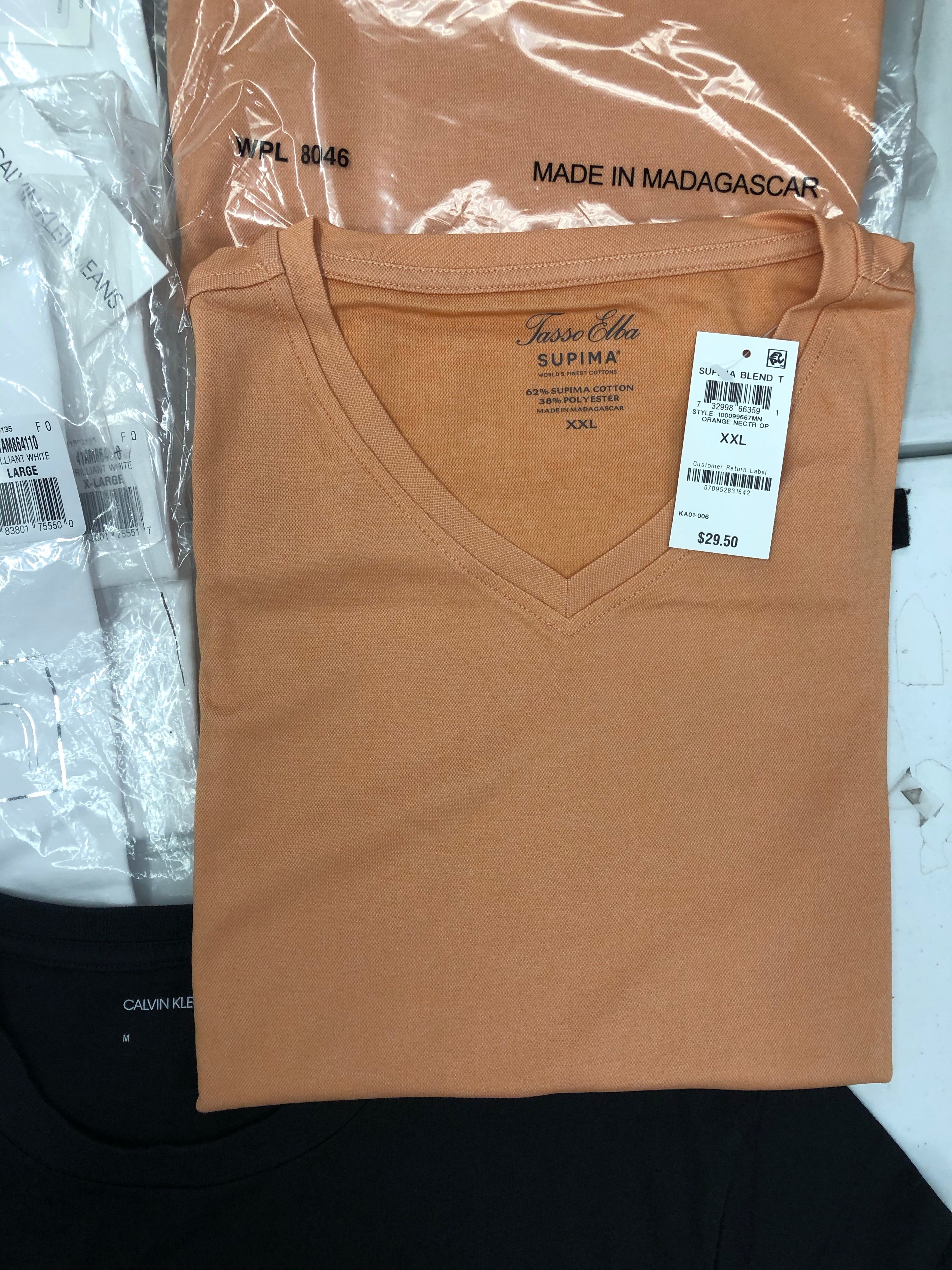 Men's Clothing Tops T-Shirt Wholesale Lot, CALVIN KLEIN, TASSO ELBA, AMERICAN APPAREL, 20 items, New, MSRP $626