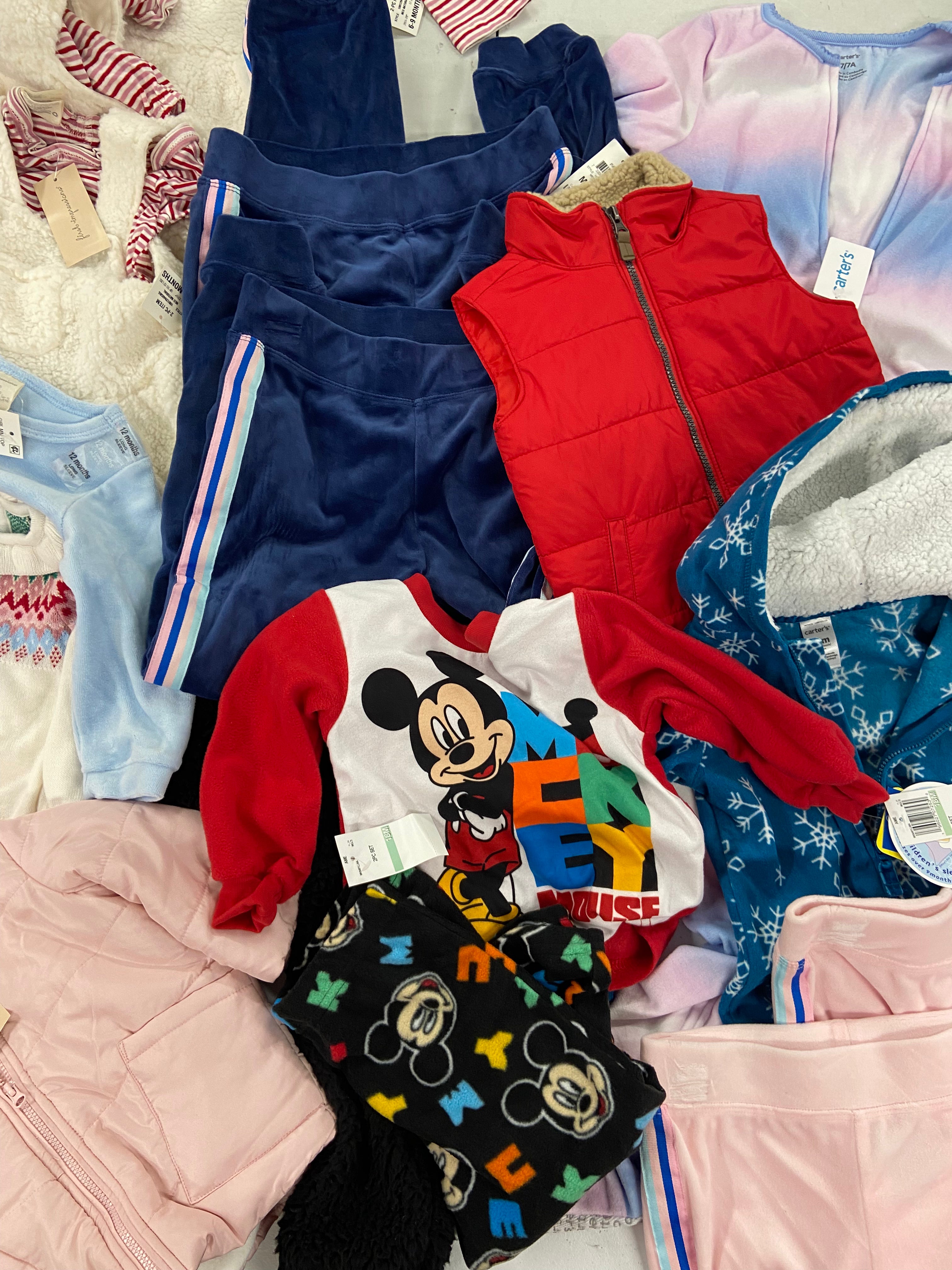 Baby's / Kid's Clothing Assorted Wholesale Lot, DISNEY, CARTER'S, EPIC THREADS, FIRST IMPRESSIONS, IDEOLOGY, 16 items, Shelf Pulls, MSRP $586