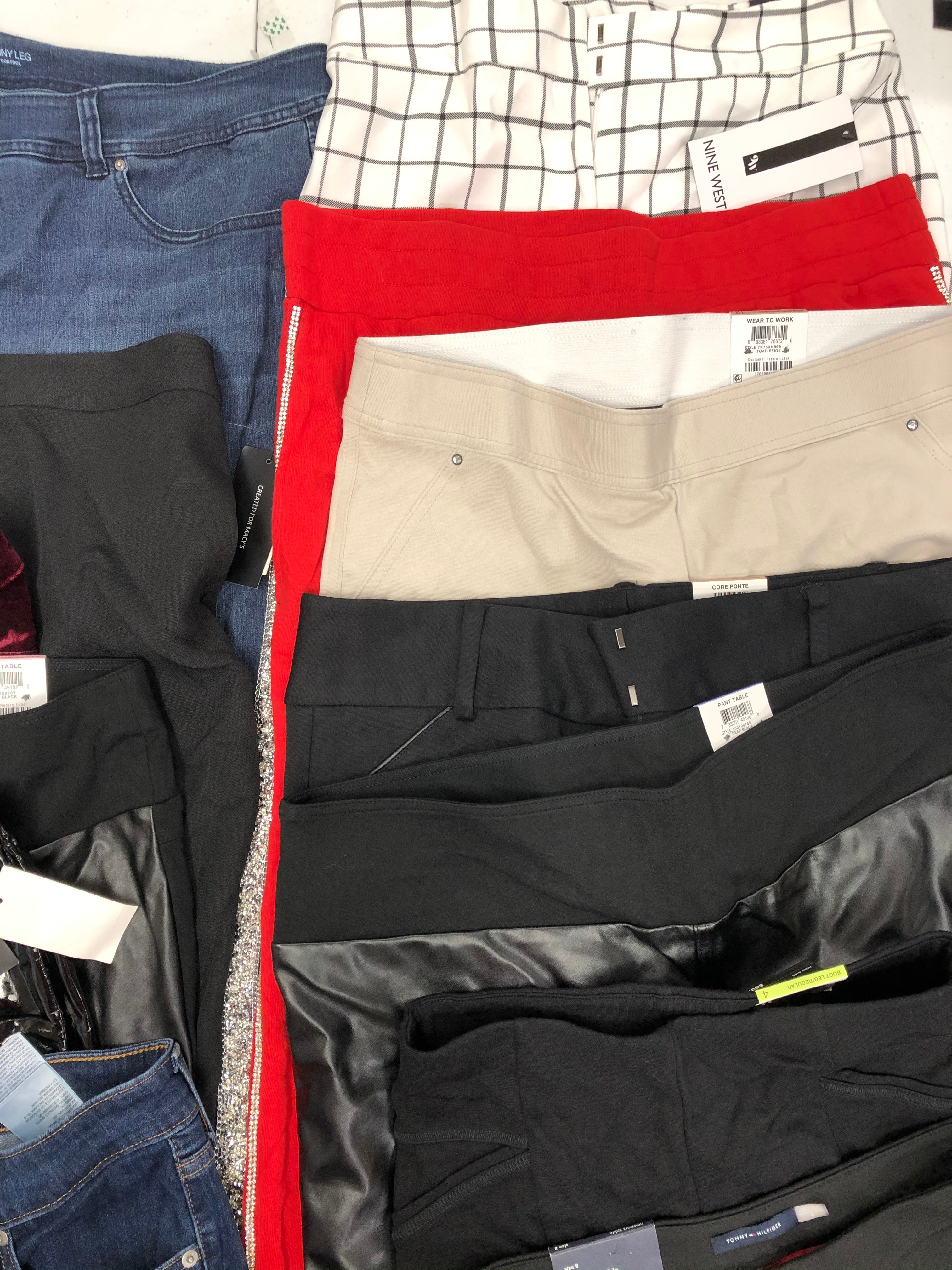 Women's Clothing Bottom Pants Only, Wholesale Lot, TOMMY HILFIGER, LEVI'S, NINE WEST, INC and more, 13 items, Shelf Pulls, MSRP $962