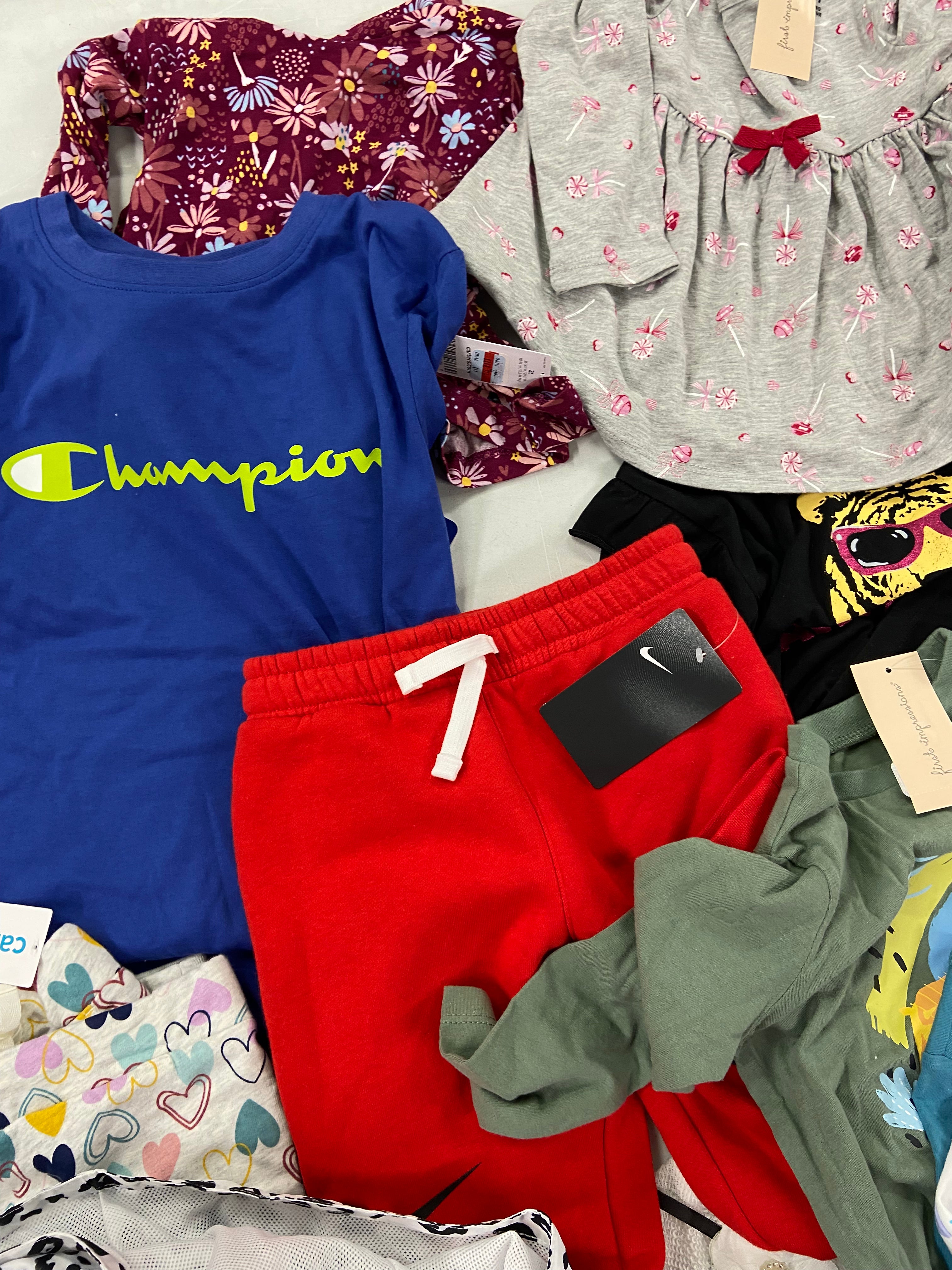 Kid's / Baby's Clothing Assorted Wholesale Lot, NIKE, POLO RALPH LAUREN, KIDS HEADQUARTERS, CARTER'S, RARE EDITIONS, CHAMPION and more, 29 items, Shelf Pulls, MSRP