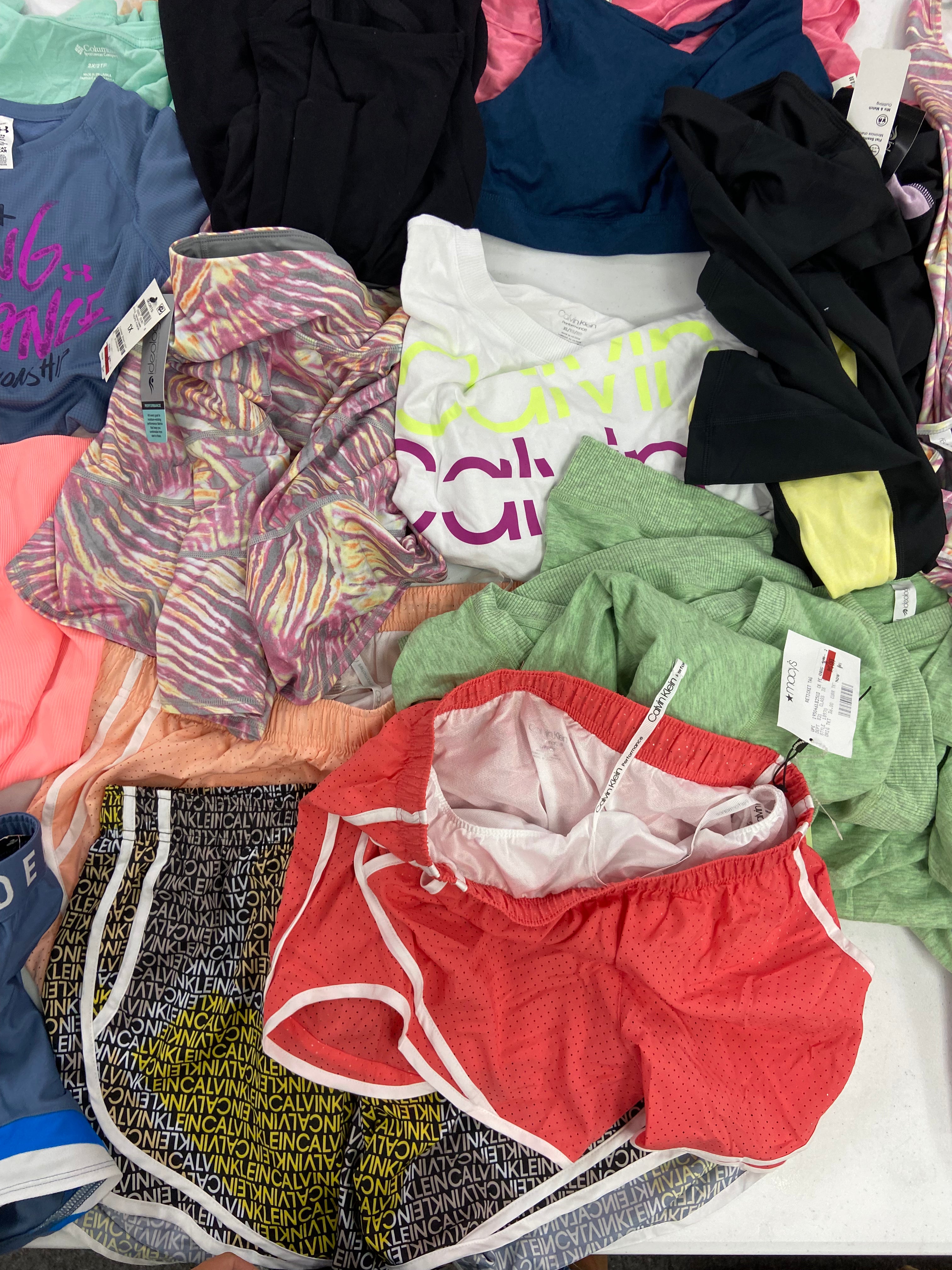 Women's Clothing Activewear Wholesale Lot, UNDER ARMOUR, ADIDAS, CALVIN KLEIN, DKNY, COLUMBIA and more, 19 items, Shelf Pulls, MSRP $652