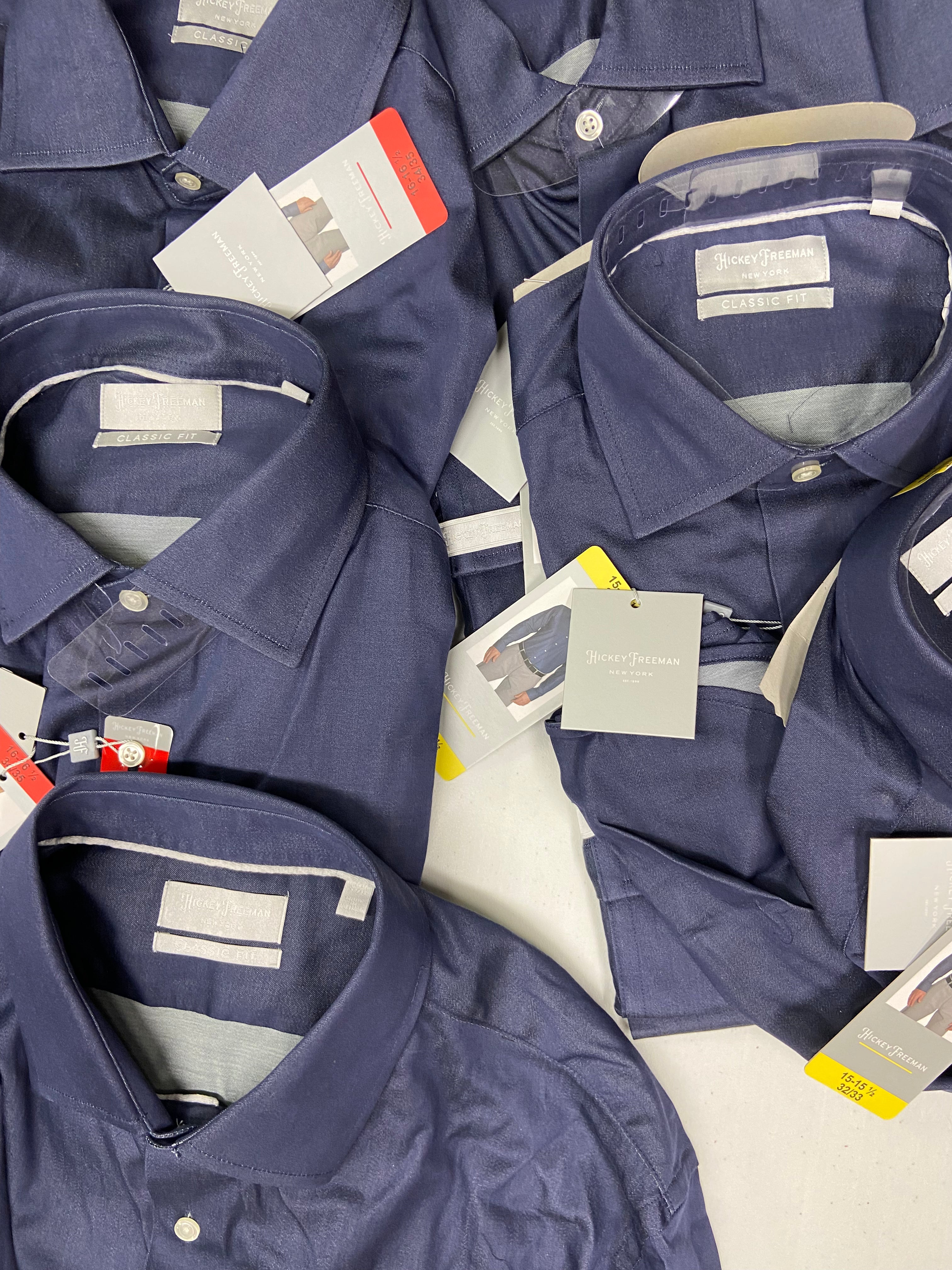 Men's Clothing Dress Shirts Only Wholesale Lot, HICKEY FREEMAN, 15 items, Shelf Pulls, MSRP $900