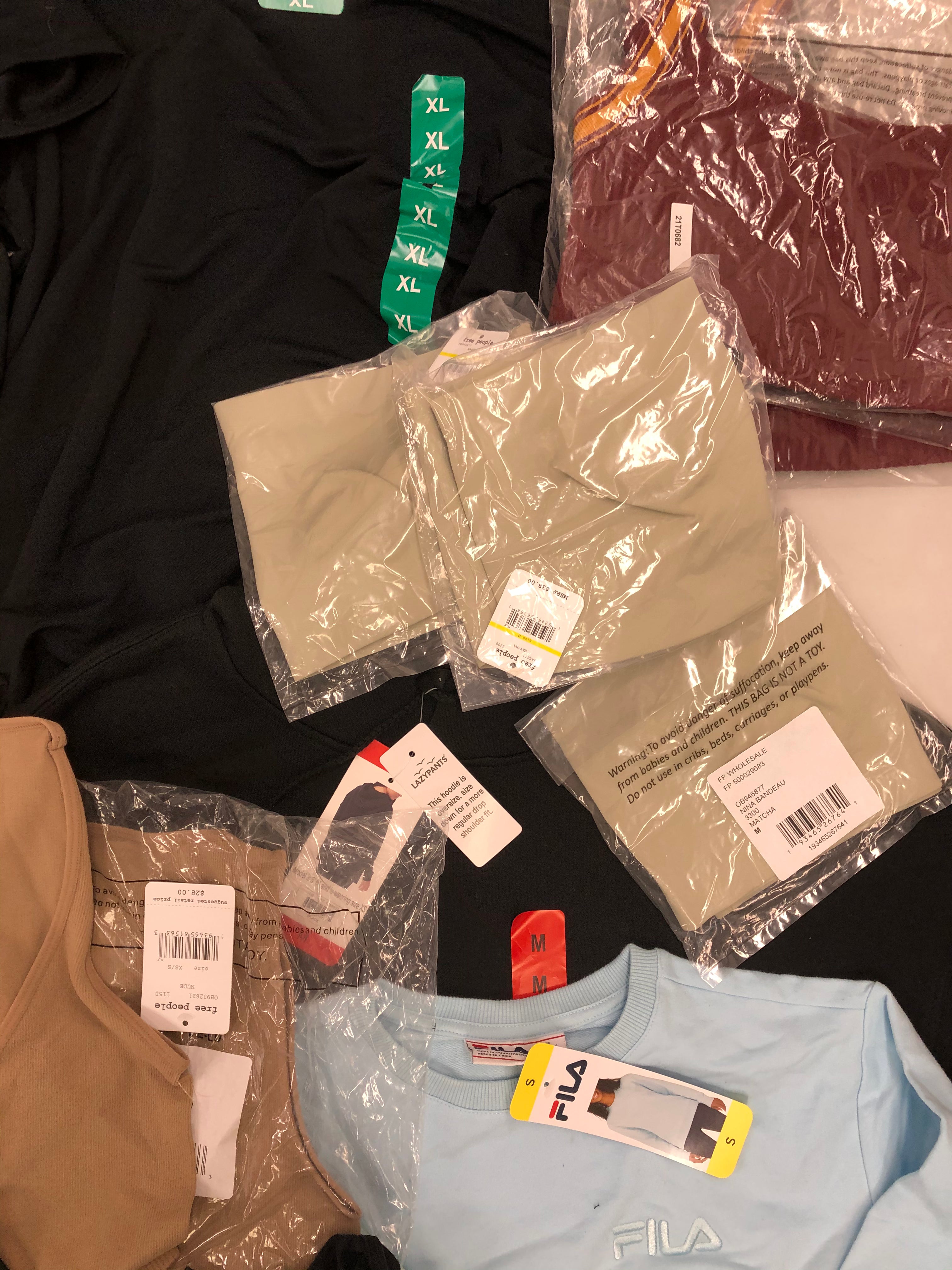 Women's Clothing Activewear and others, Wholesale Lot, CALVIN KLEIN, FILA, FREE PEOPLE, SKECHERS, LAZY PANTS, MONDETTA and more, 19 items, Shelf Pulls, MSRP $622