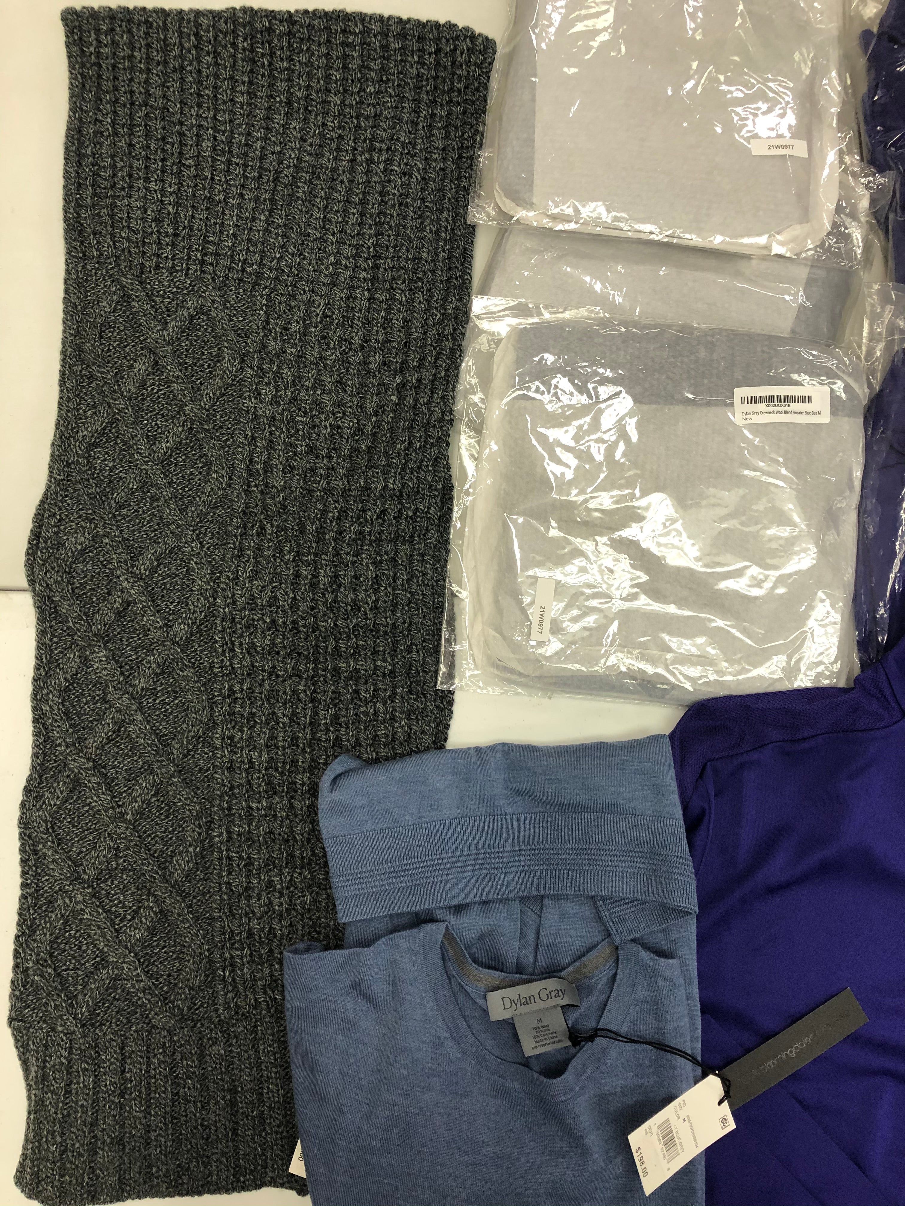 Men's Clothing Tops and Scarf Wholesale Lot, ADIDAS, STEVE MADDEN, DYLAN GRAY, 10 items, New, MSRP $1,213