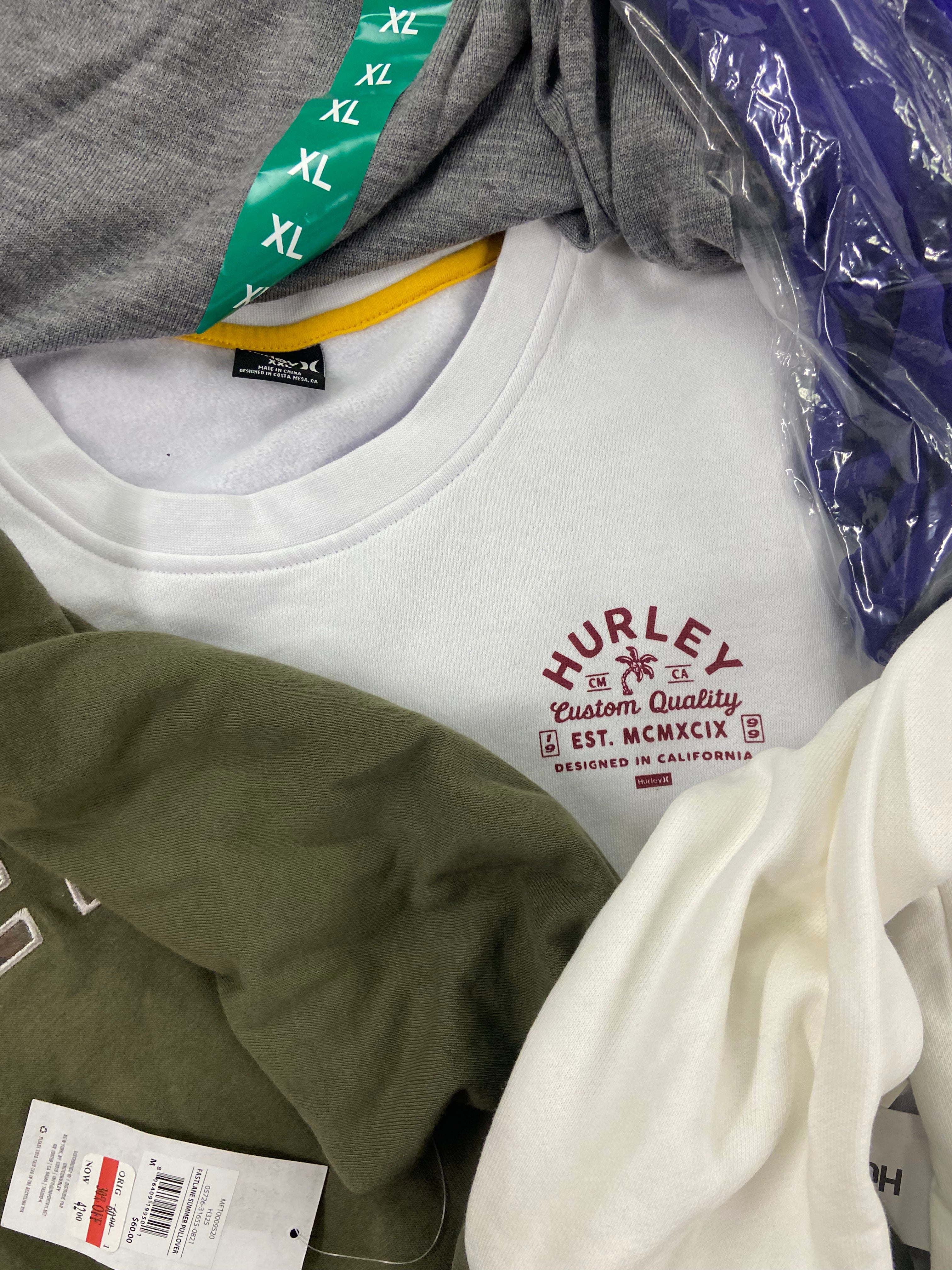 Men's Clothing Sweaters & Other tops Wholesale Lot, BANANA REPUBLIC, HURLEY, ADIDAS, and more, 13 items, Shelf Pulls, MSRP $687