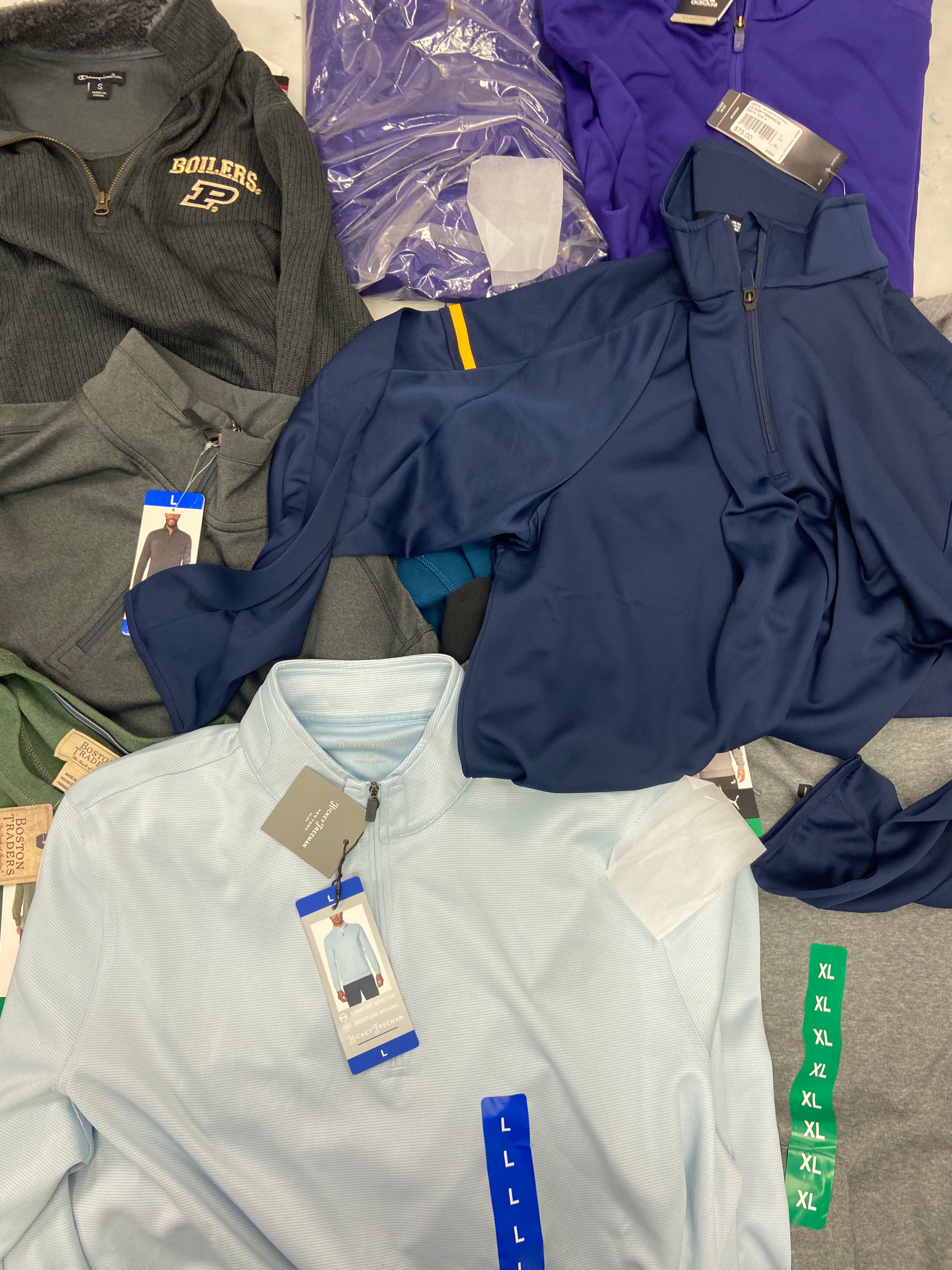 Men's Clothing Long Sleeves & Others Wholesale Lot, BANANA REPUBLIC, HURLEY, ADIDAS, PUMA and more, 14 items, NEW, MSRP $883