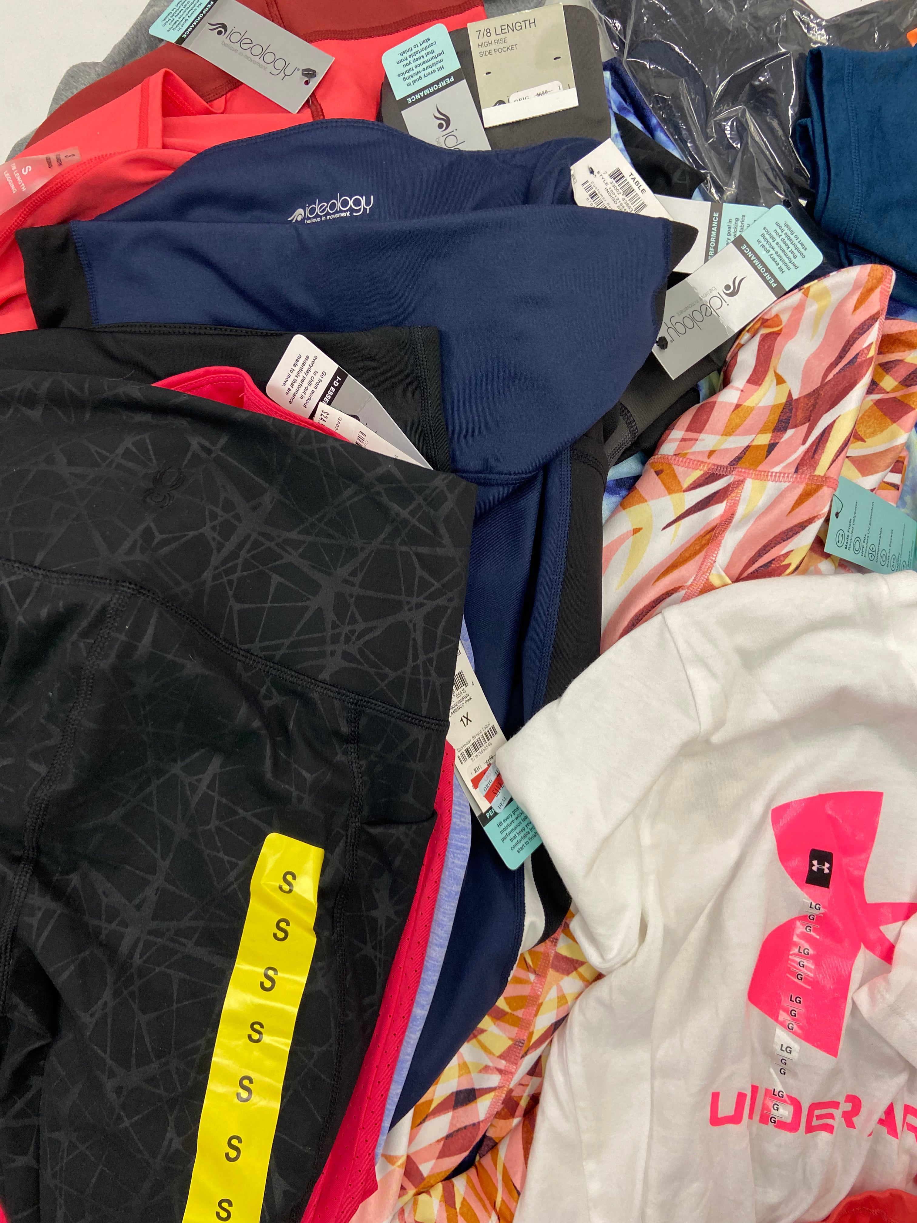Women's Clothing Activewear Wholesale Lot, UNDER ARMOUR, CALVIN KLEIN, SPYDER, CHAMPION, IDEOLOGY and more, 23 items, Shelf Pulls, MSRP $796