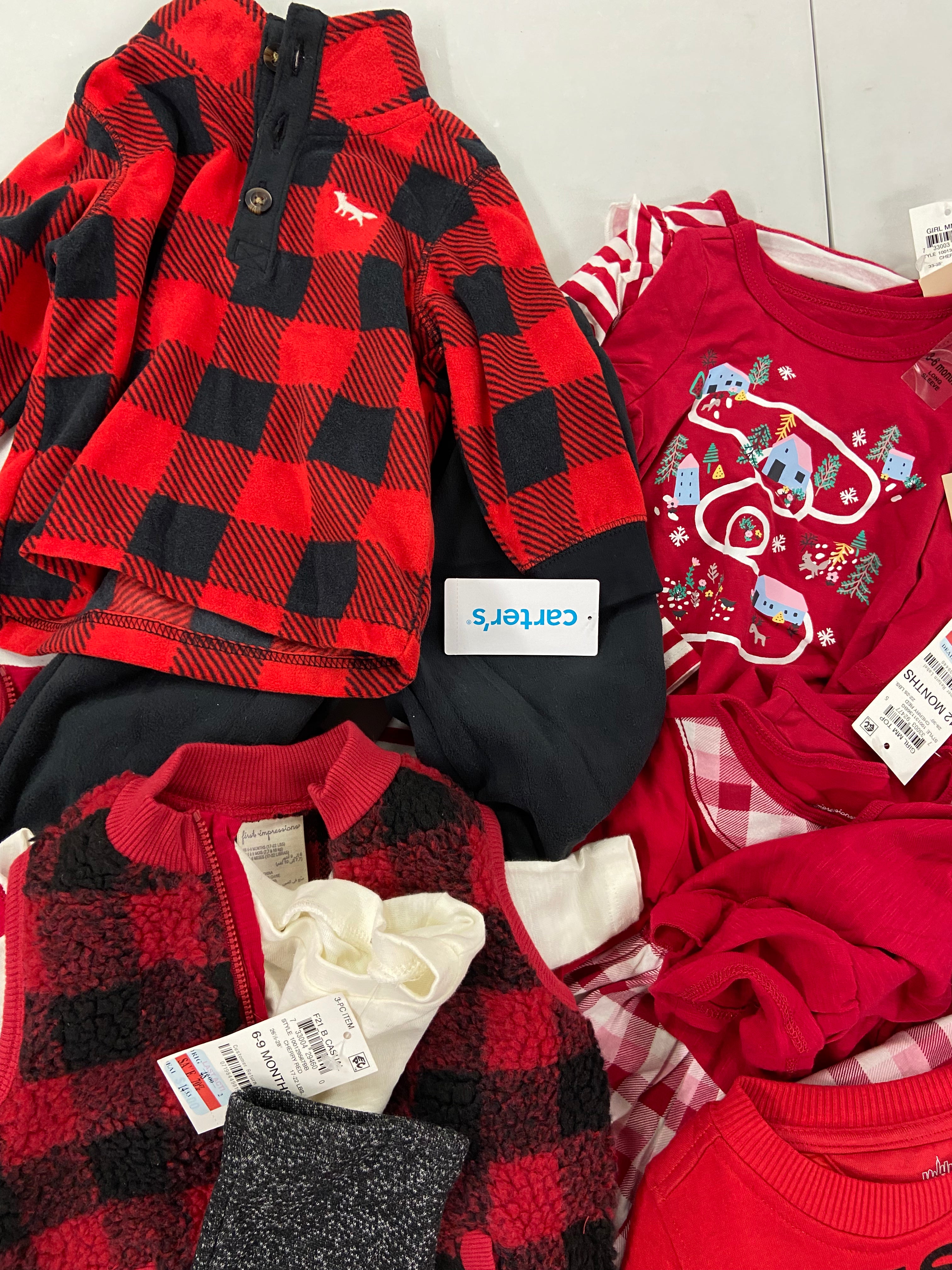 Baby's Clothing Assorted Wholesale Lot, TOMMY HILFIGER, CARTER'S, KID'S HEADQUARTERS, FIRST IMPRESSION, and more, 28 items, Shelf Pulls, MSRP $502