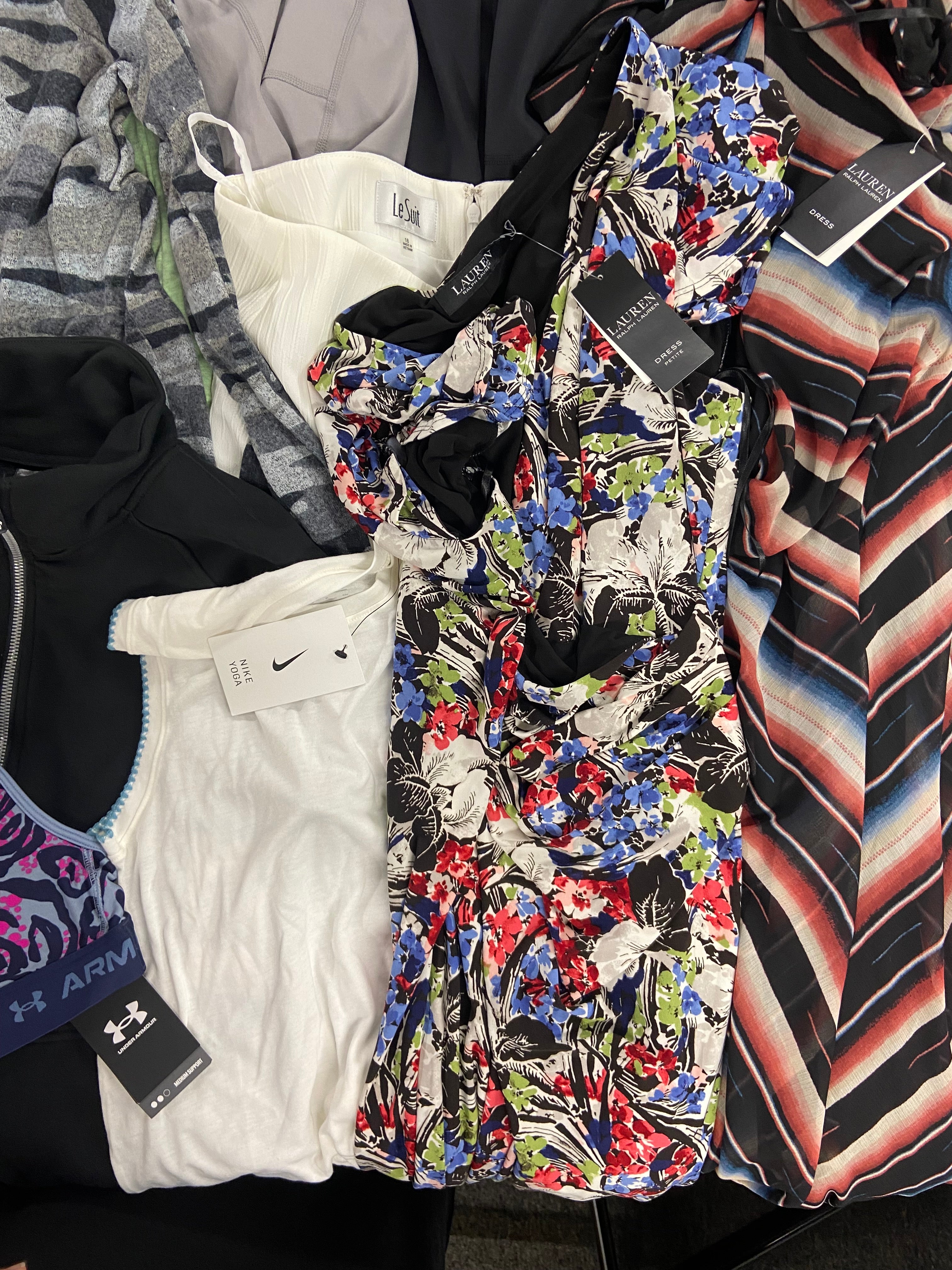 Women's Clothing Dresses & Others Wholesale Lot, NIKE, RALPH LAUREN, SKECHERS, UNDER ARMOUR, LE SUIT and more, 16 items, Shelf Pulls, MSRP $922
