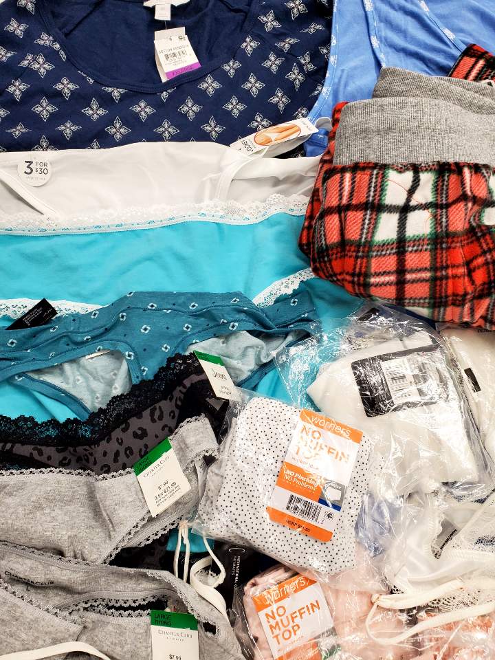 Women's Clothing Intimates Wholesale Lot, BALI, CALVIN KLEIN, DKNY, FREE PEOPLE, CHARTER CLUB, WACOAL, INC and more, 51 items, Shelf Pulls, MSRP $1,196