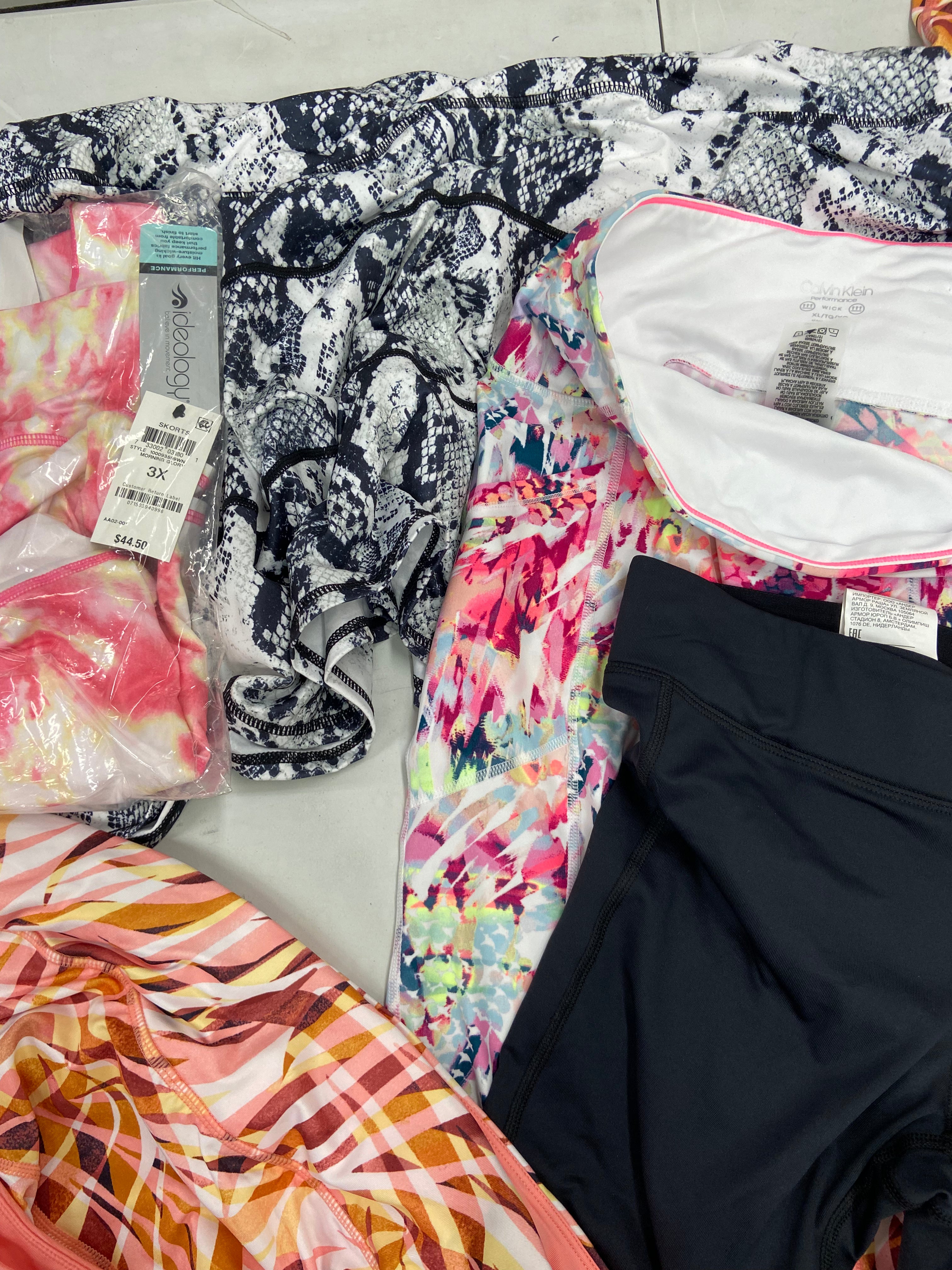 Women's Clothing Activewear Wholesale Lot, ADIDAS, NIKE, UNDER ARMOUR, CALVIN KLEIN, IDEOLOGY, 12 items, Shelf Pulls, MSRP $541