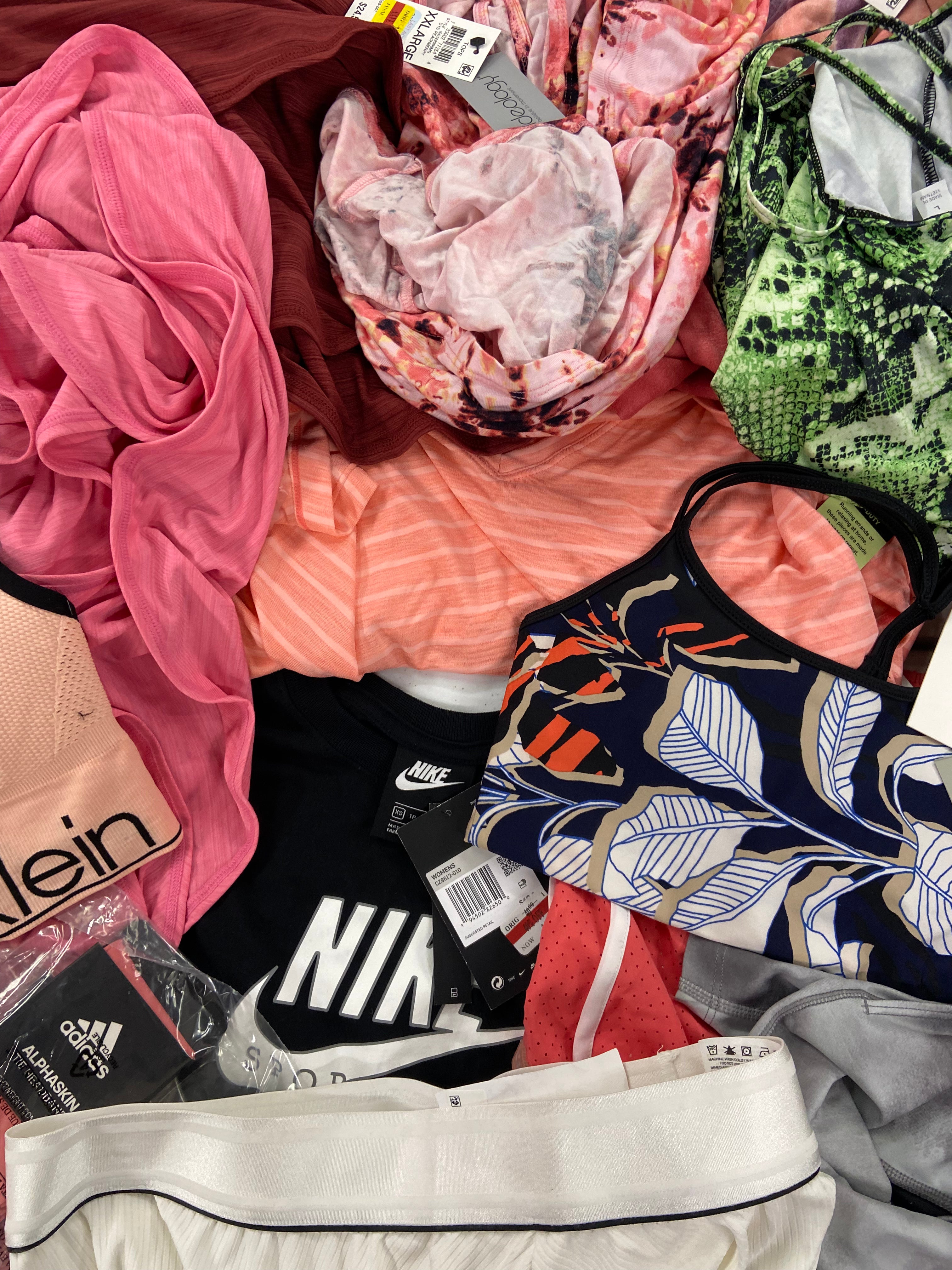 Women's Clothing Activewear Wholesale Lot, THE NORTH FACE, NIKE, ADIDAS, CK PERFORMANCE, DKNY, IDEOLOGY, 28 items, Shelf Pulls, MSRP $862
