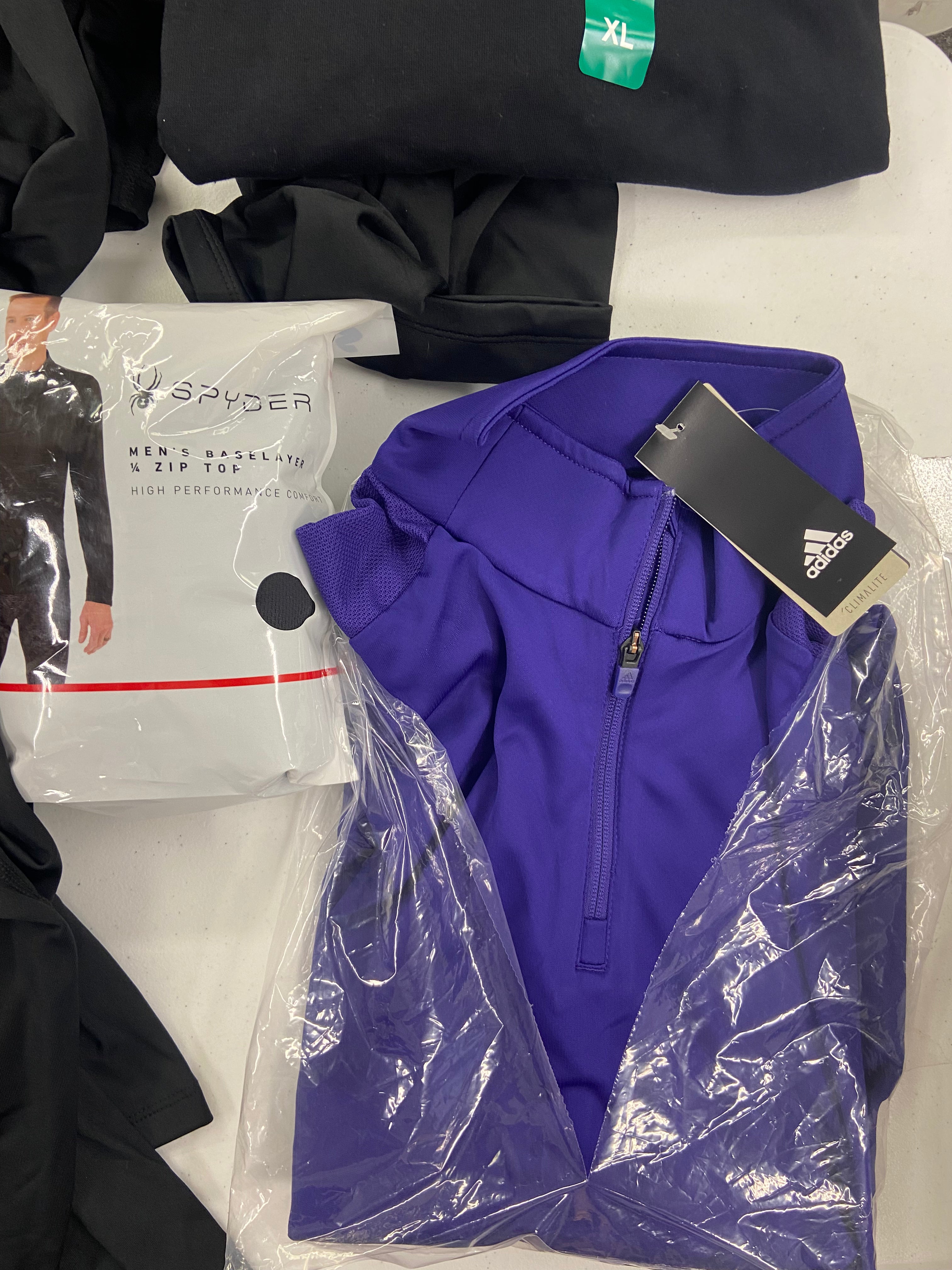 Men's Clothing Tops Wholesale Lot, ADIDAS, SPYDER, CHAMPION, 10 items, Shelf Pulls, MSRP $505