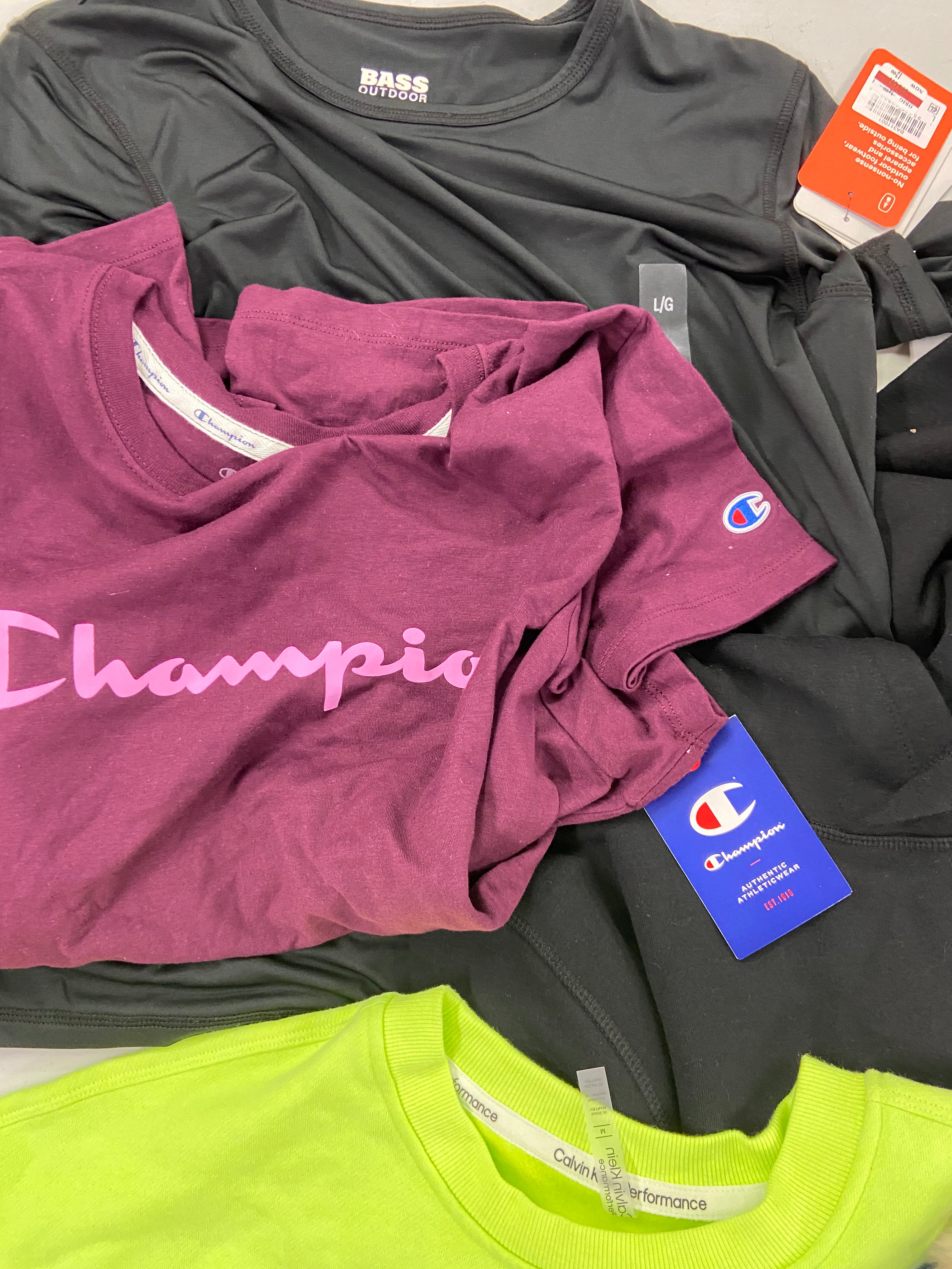 Women's Clothing Assorted Wholesale Lot, CALVIN KLIEN, FILA, CHAMPION, WEATHERPROOF, CHASER, BASS OUTDOOR and more, 11 items, Shelf Pulls, MSRP $536
