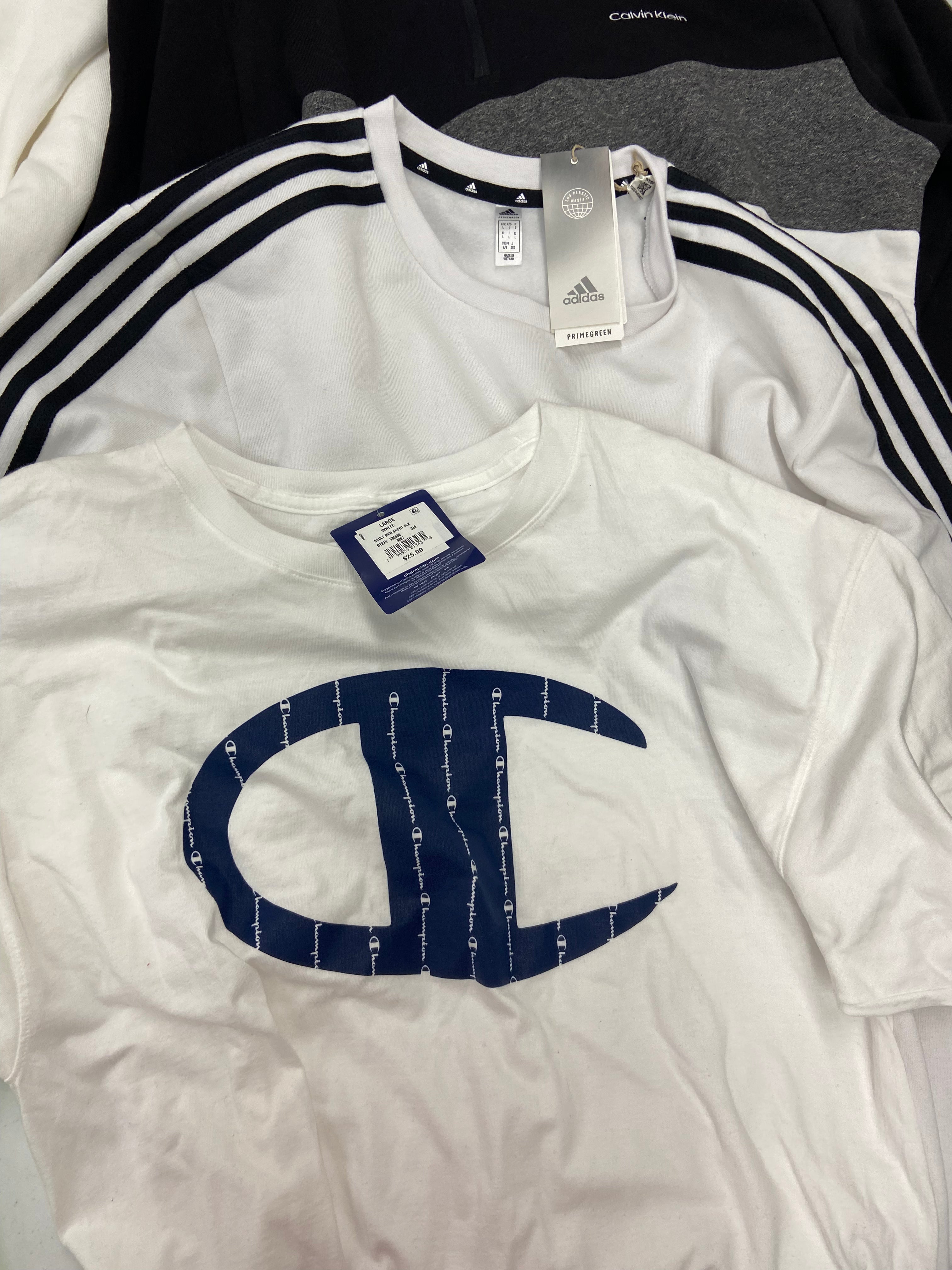 Men's Clothings Tops Wholesale Lot, NIKE, ADIDAS, CALVIN KLEIN, CHAMPION, EDDIE BAUER, BUFFALO DAVID BITTON, SPYDER and more, 11 items, CUSTOMER RETURNS