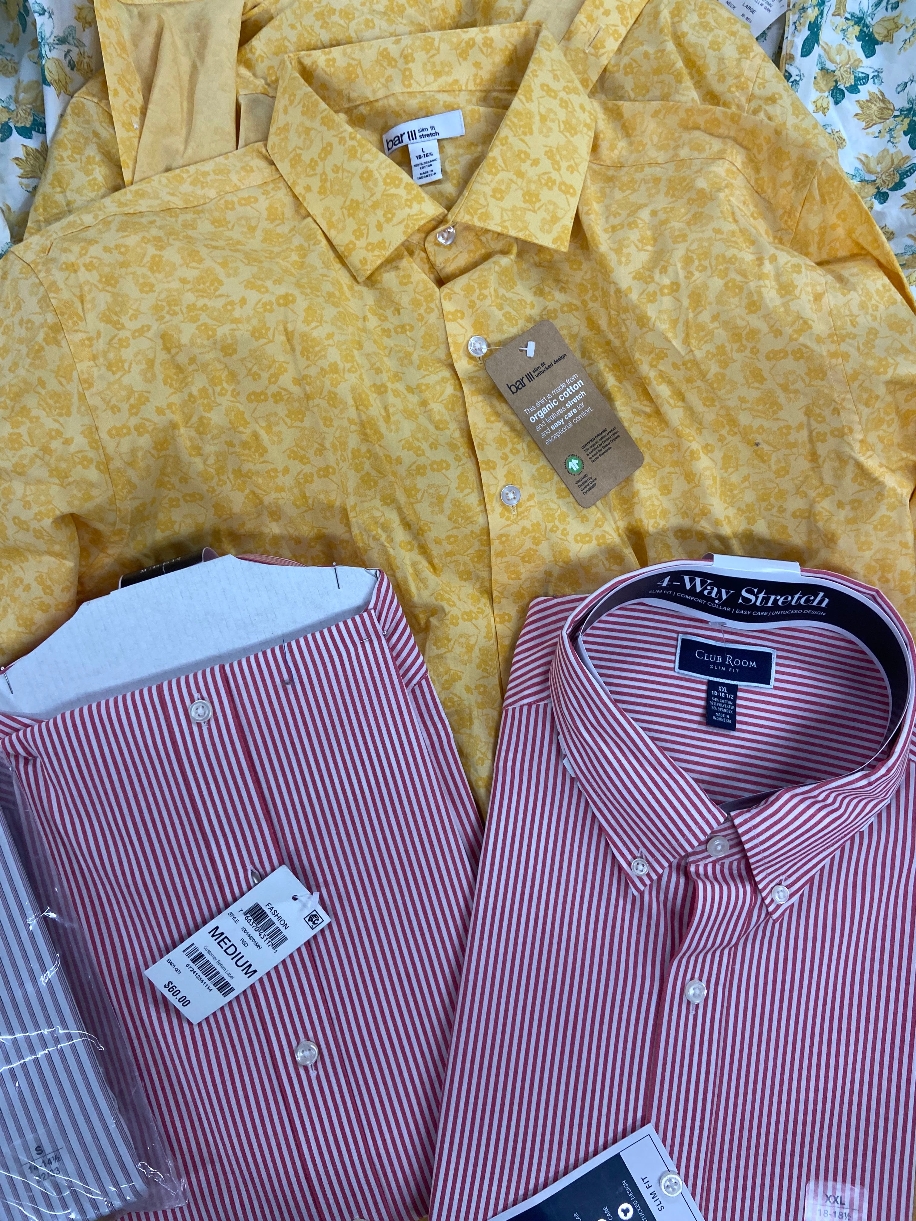 Men's Clothing Dress Shirts Wholesale Lot, CLUB ROOM, BAR III, ALFANI, 12 items, Shelf Pulls, MSRP $735