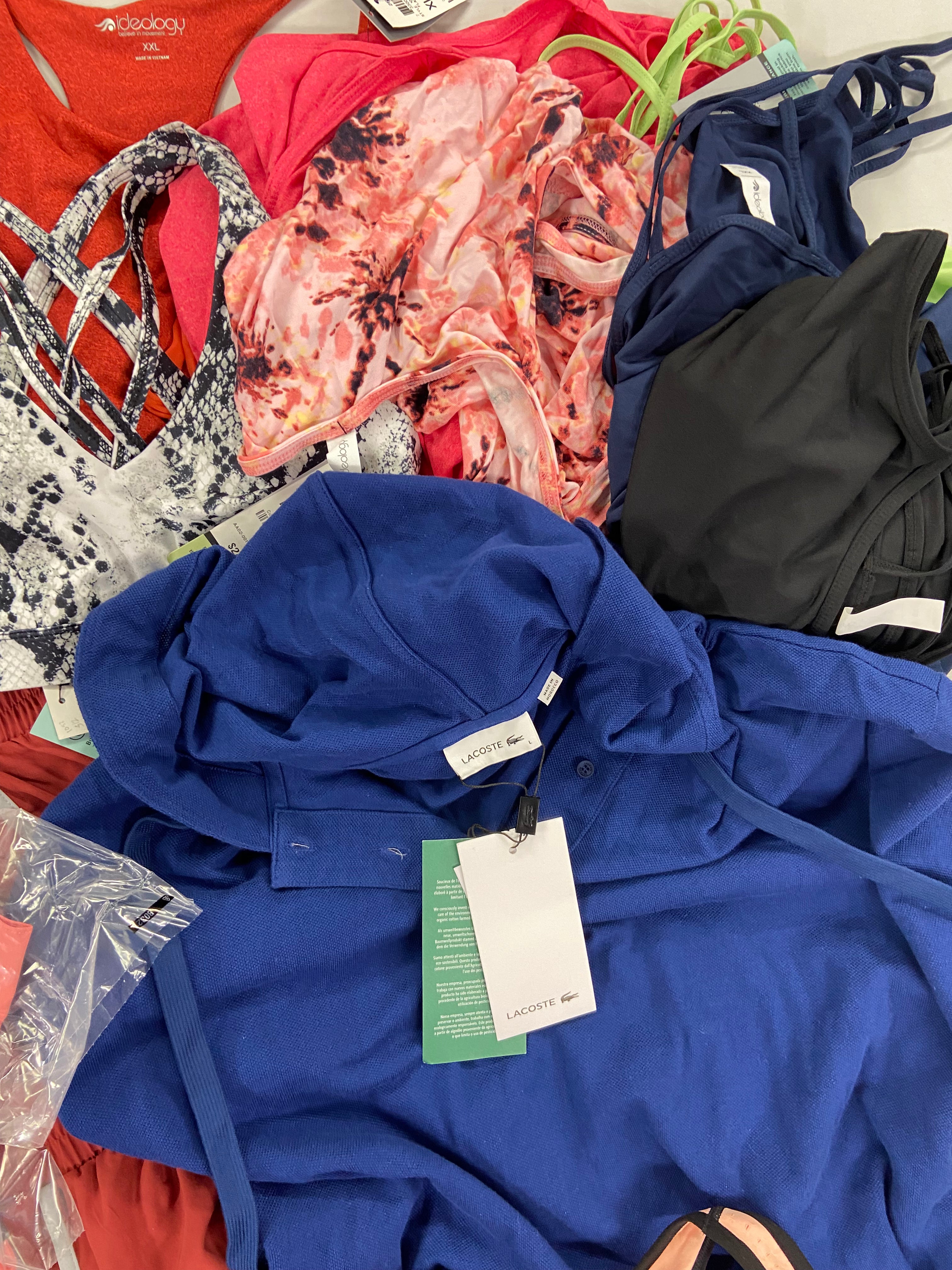 Women's Clothing Activewear Wholesale Lot, LACOSTE, ADIDAS, NIKE, THE NORTH FACE, CK PERFORMANCE, and more, 27 items, Shelf Pulls, MSRP $797