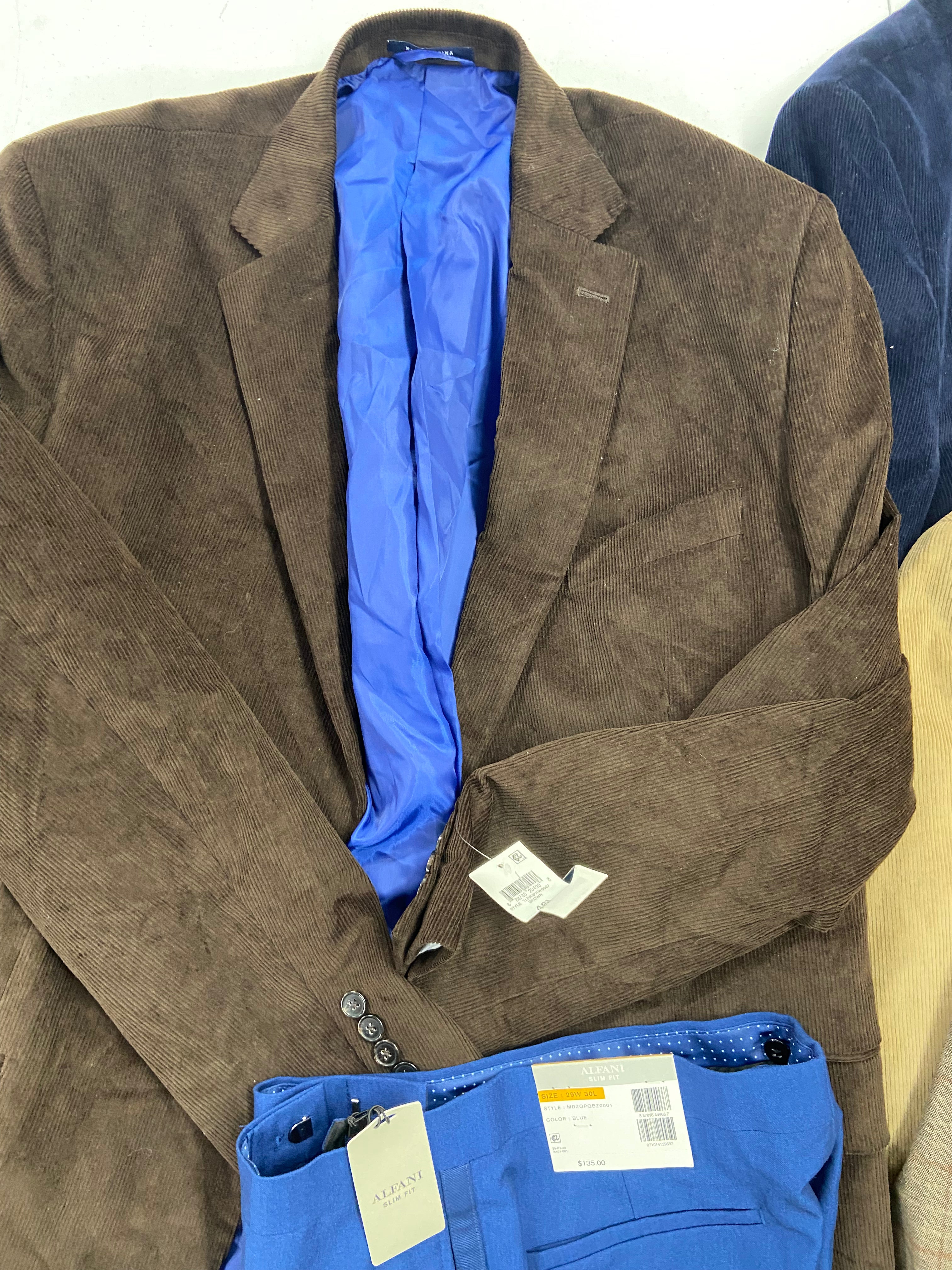 Men's Clothing Blazers & Dress Pant Wholesale Lot,  ALFANI, CLUB ROOM, 5 items, Shelf Pulls, MSRP $1,380