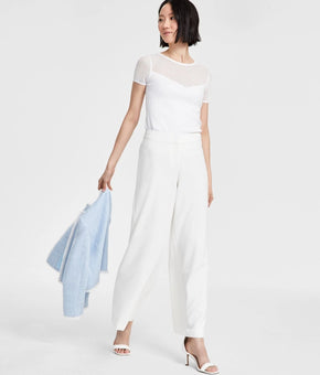 Tahari ASL Women's Mid-Rise Wide-Leg Pants White Size 12 MSRP $99