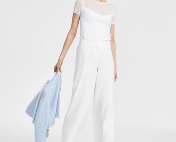 Tahari ASL Women's Mid-Rise Wide-Leg Pants White Size 12 MSRP $99