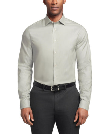 Calvin Klein Steel Stretch Wrinkle Free Dress Shirt Green Size 18x34/35 MSRP $85