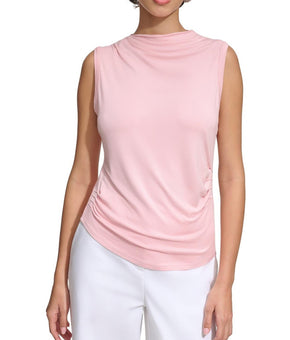 Calvin Klein Womens Pleated Knit Shell Pink Size M MSRP $59