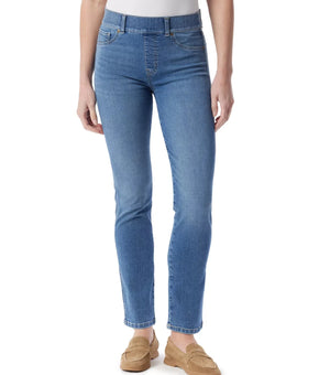 Gloria Vanderbilt Women's Shape Effect Pull-On Straight-Leg Jeans Blue Size 16