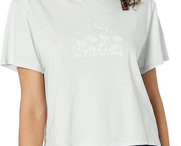 Lucky Brand Womens Short Sleeve Crew Neck Embroidered Flral blue Size L MSRP $40