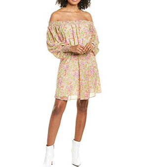 WAYF Womens Leyden Off-The-Shoulder Mini Dress, Size L, Yellow