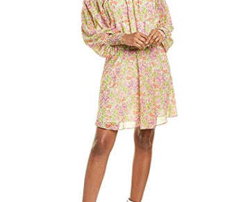 WAYF Womens Leyden Off-The-Shoulder Mini Dress, Size L, Yellow