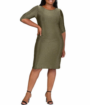 24seven Comfort Apparel Mini Party Dress Elbow Gold Black Plus Size 2X $99