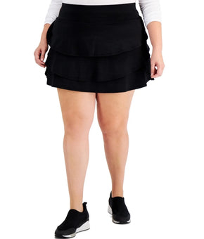 Ideology Skort Womens Plus Size 1X Black Tiered Ruffle Performance Athletic