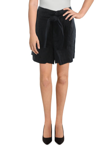 Lauren Ralph Lauren Womens Mini Tie Belted Flat Front Shorts Size 10 Black