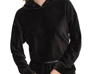 CALVIN KLEIN PERFORMANCE Women's Velour Pullover Hoodie Black Size XS MSRP $70