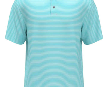 PGA TOUR Men Feeder Stripe Performance Golf Polo Shirt Aqua Blue Size L MSRP $62