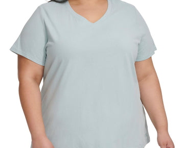 Calvin Klein Womens Solid Basic T-Shirt, Blue, Plus Size Size 2X