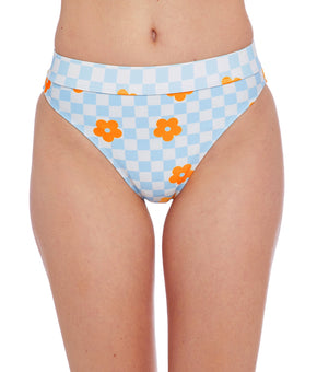 Cyn & Luca Juniors Heidi Picnic Beach Banded High Waist Bottom Blue SIze M