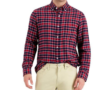 Club Room Mens Flannel Plaid Button-Down Shirt Red Size XXL