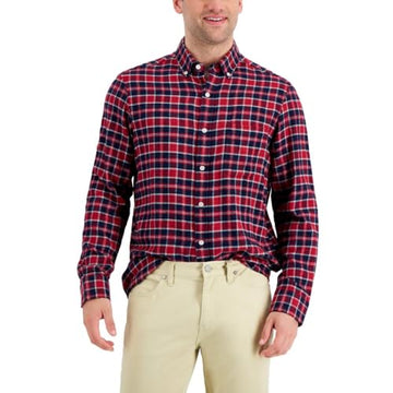Club Room Mens Flannel Plaid Button-Down Shirt Red Size XXL
