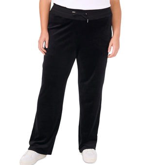 Vince Camuto Plus Size 3X Black Velour Drawstring-Waist Straight-Leg Pants $79